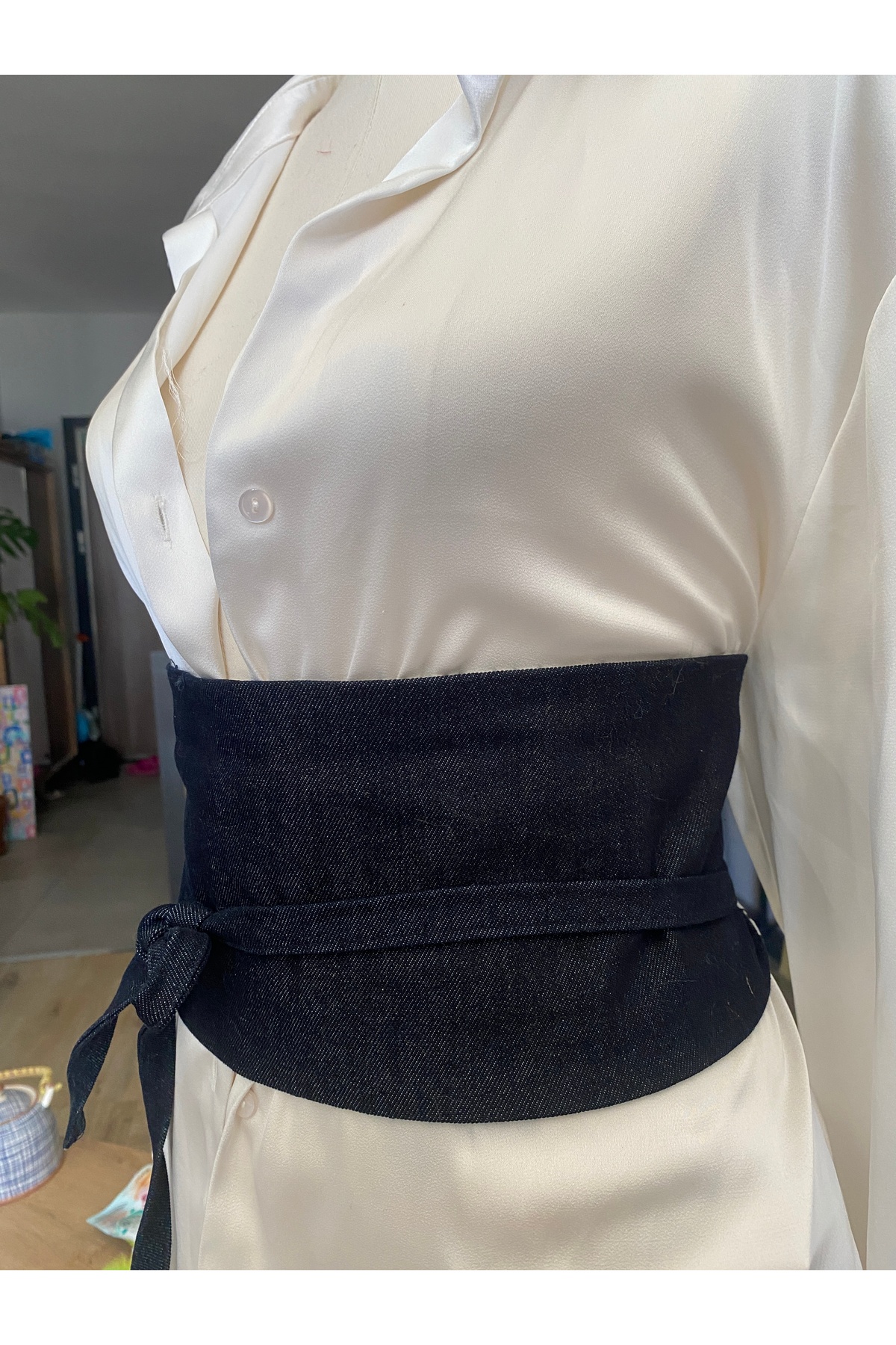 Kutnu ve Denim Çift Taraflı Kuşak Kemer, 15 cm · Görünüm 6