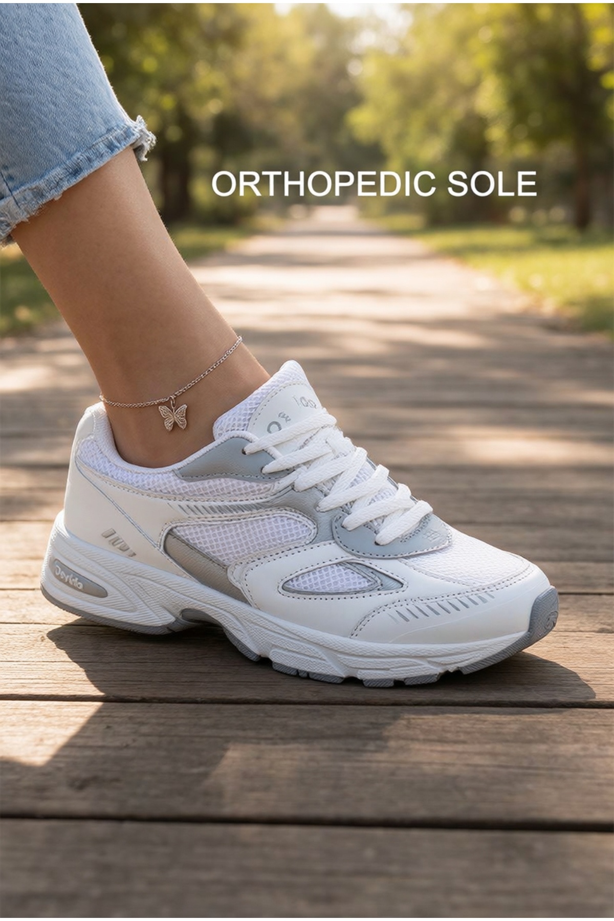 Devida Kadın Beyaz Spor Ayakkabı Günlük Rahat Kaymaz Air Taban Sneaker N110 görsel 2