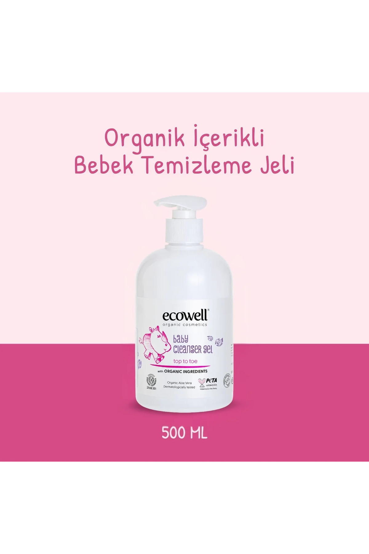 Ecowell ژل شوینده ارگانیک کودک و نوزاد، وگان، شامپو، ژل دوش ۵۰۰ میلیلیتری — ۸۶۸۰۶۲۴۰۹۱۶۰۲