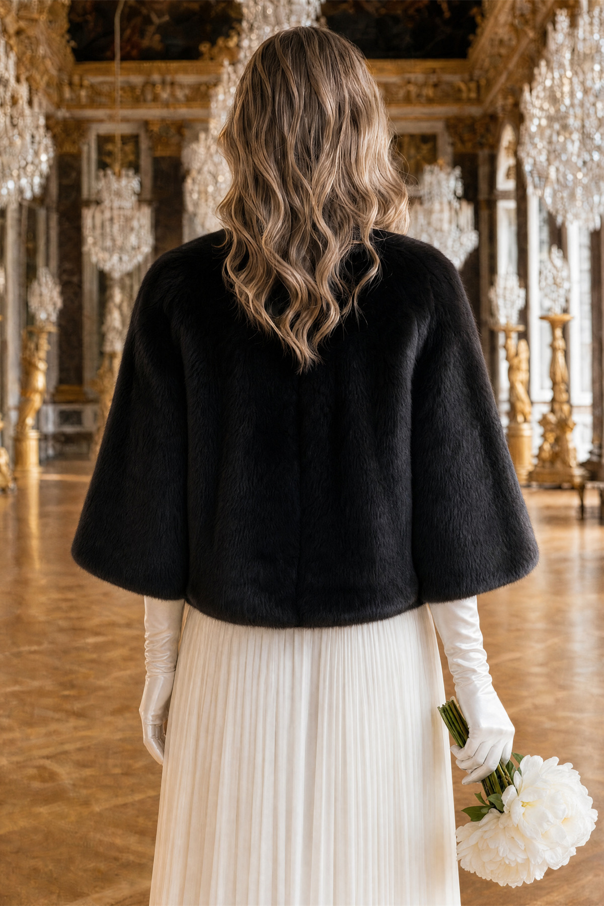 Elegance Scarf Broşlu Premium Kürk Etol Gelin Bolero Kürk Bolero Gelin Şalı Gelin Kürkü Omuz Şalı Siyah görsel 6