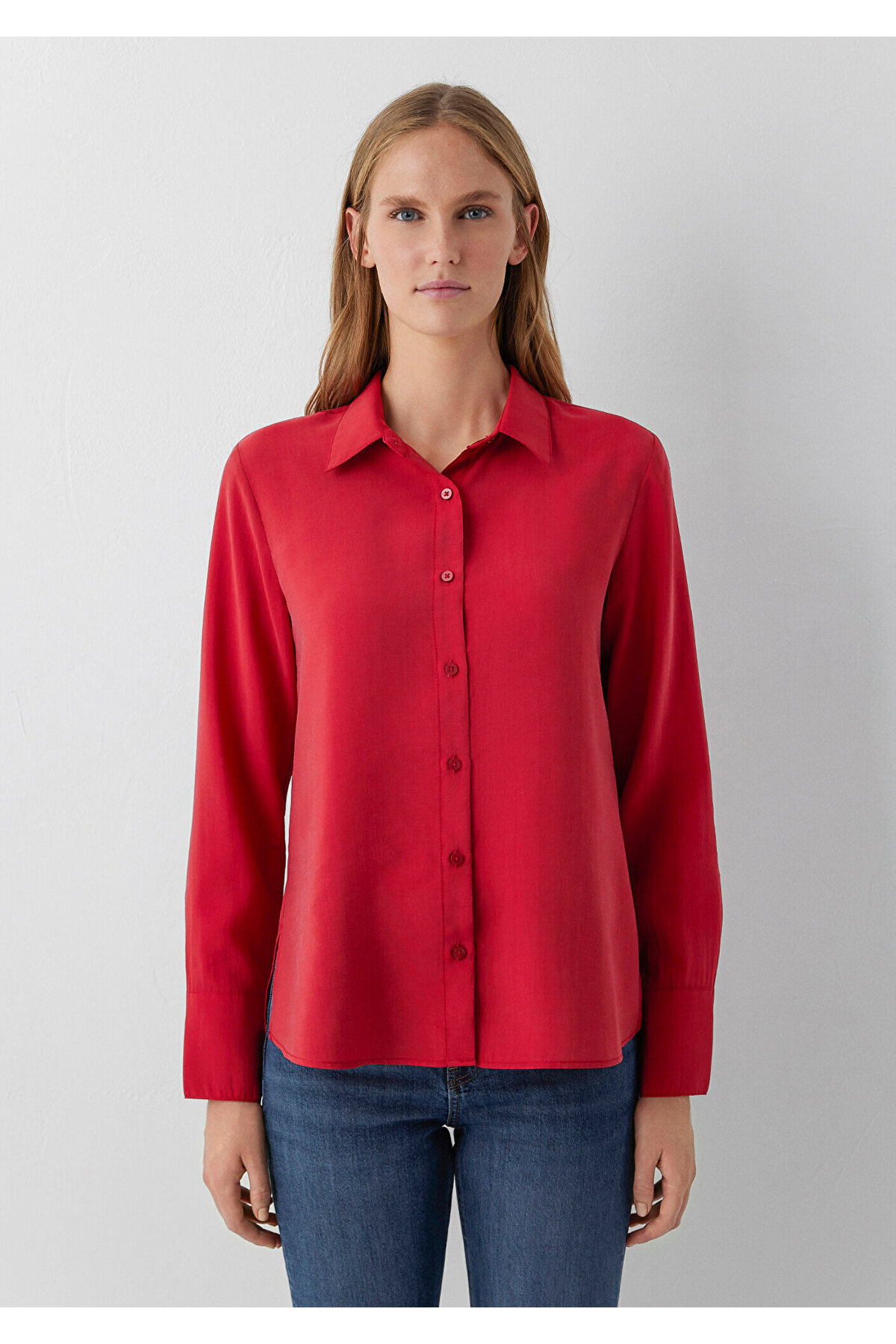 Mavi (Tencel™) Lyocell Karışımlı Kırmızı Gömlek Regular Fit / Normal Kesim 1220389-70464 görsel 3