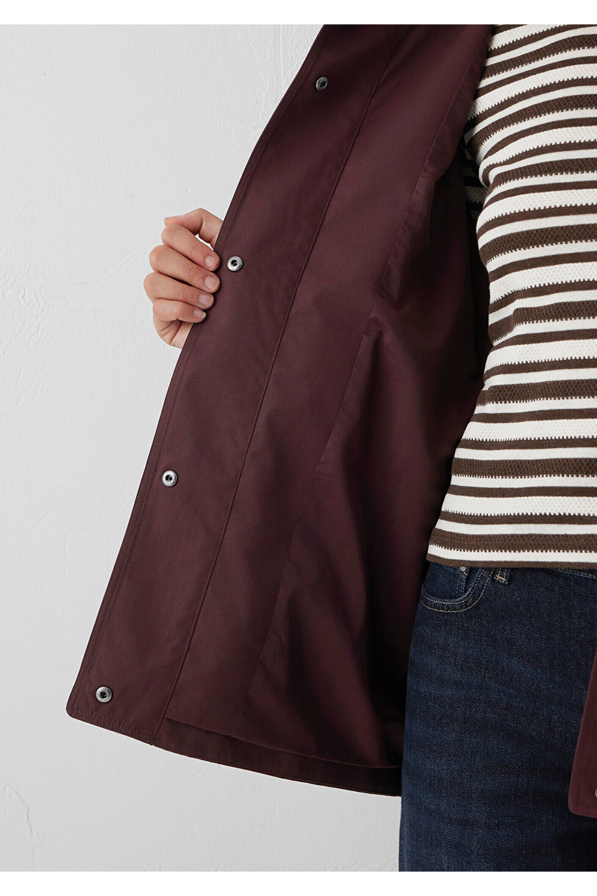 Mavi Kapüşonlu Bordo Ceket Loose Fit / Bol Rahat Kesim 1110014-70252 görsel 8