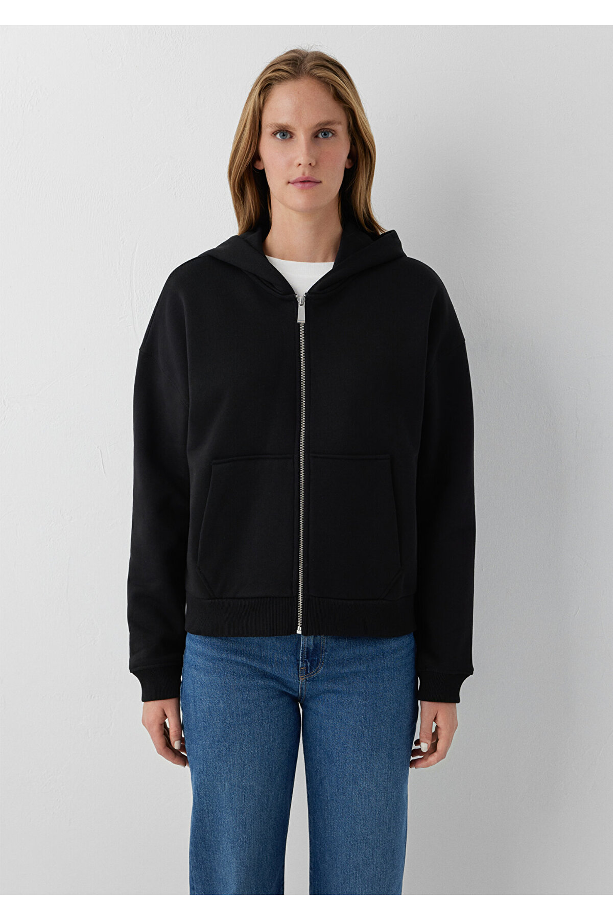 Mavi FERMUARLI BASIC SWEATSHIRT Siyah görsel 3