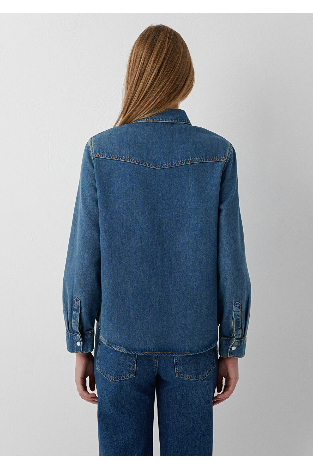Mavi Angela Classic Denim Indigo Mavisi Jean Gömlek Fitted / Vücuda Oturan Kesim 1210819-A3846 görsel 6