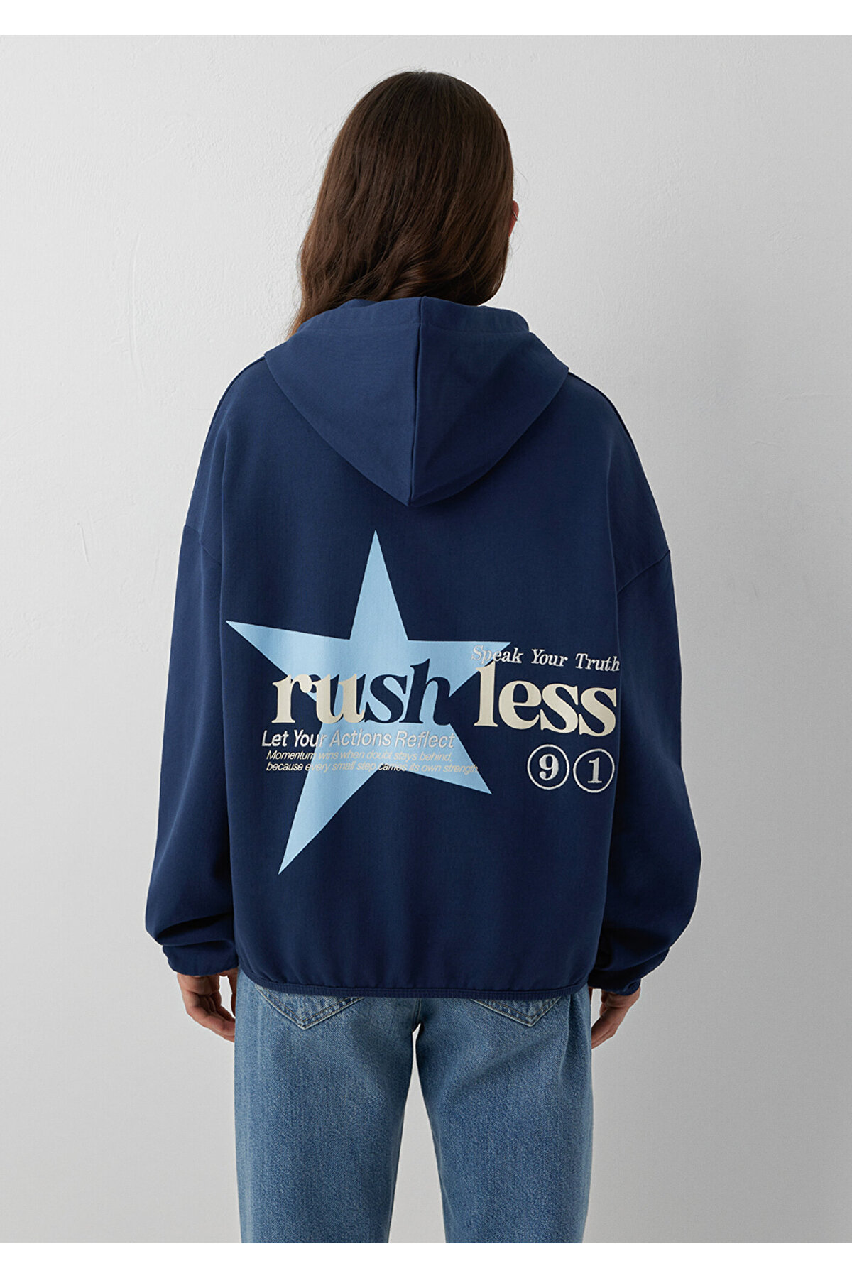 Mavi Kapüşonlu Lacivert Sweatshirt 1S20106-70487 görsel 5
