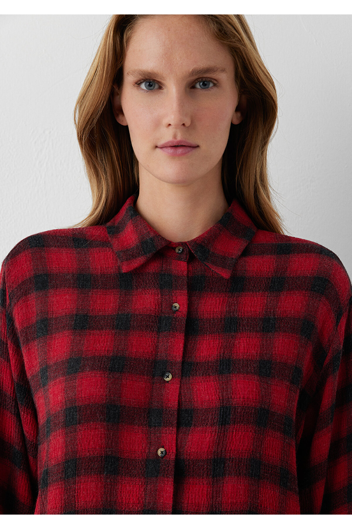 Mavi Kareli Gömlek Loose Fit / Bol Rahat Kesim 1211659-83151 görsel 6