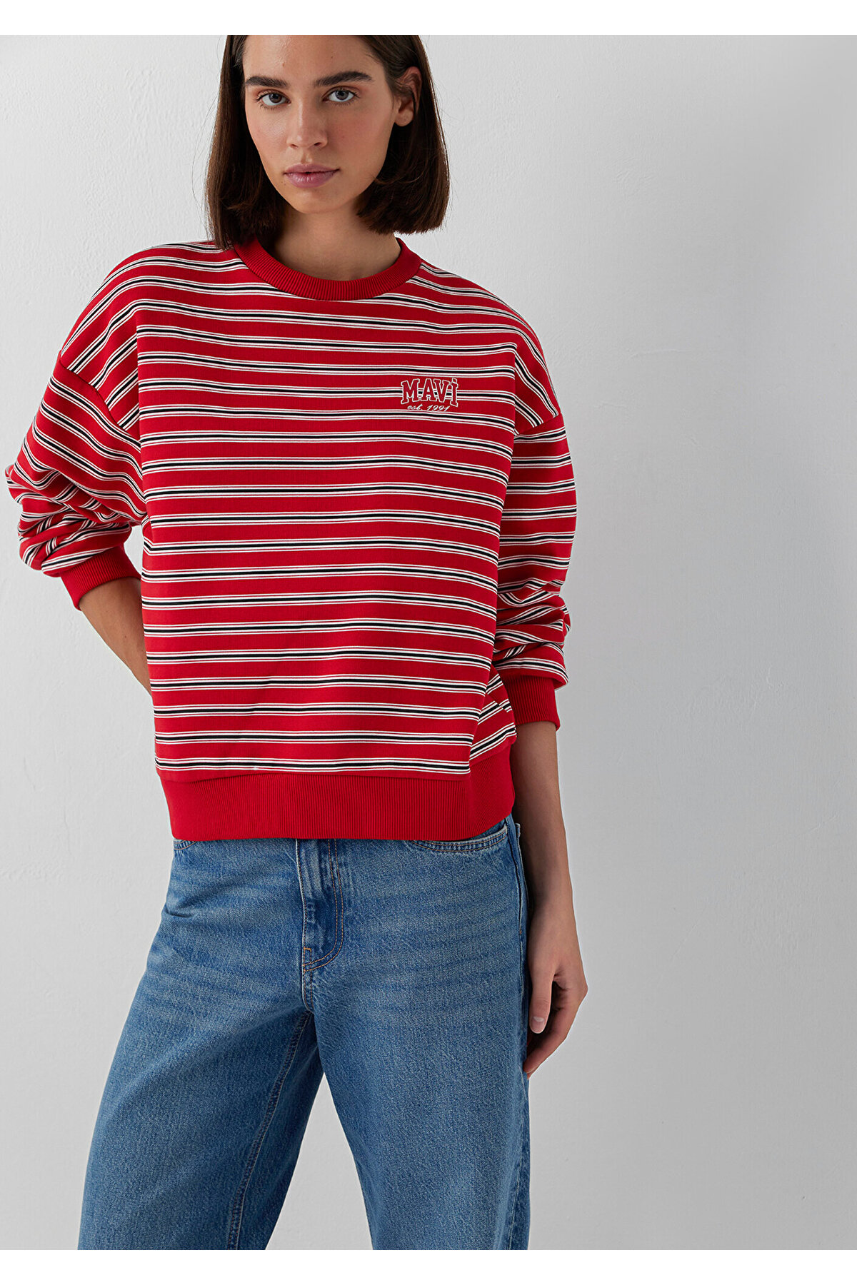 Mavi Kırmızı Sweatshirt 1S20092-86680 görsel 2