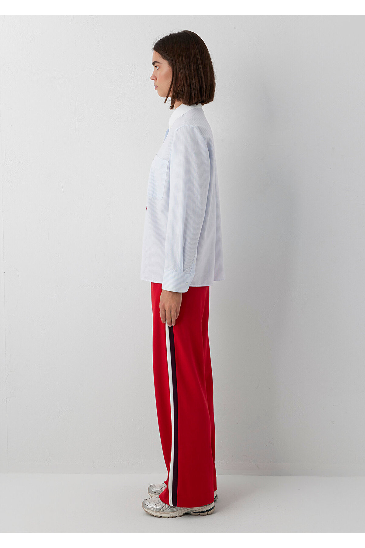 Mavi MJ Nakışlı Çizgili Gömlek Loose Fit / Bol Rahat Kesim 1211562-91632 görsel 4