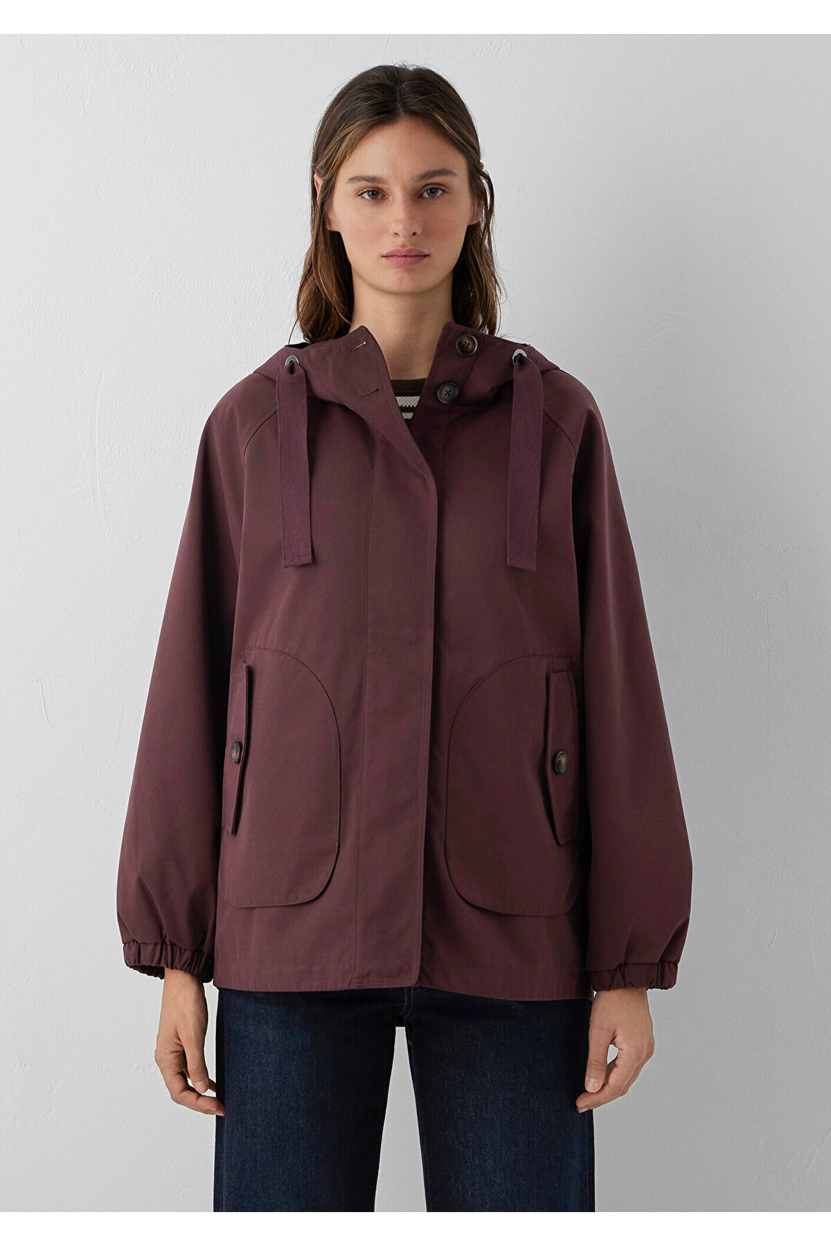 Mavi Kapüşonlu Bordo Ceket Loose Fit / Bol Rahat Kesim 1110014-70252 görsel 4