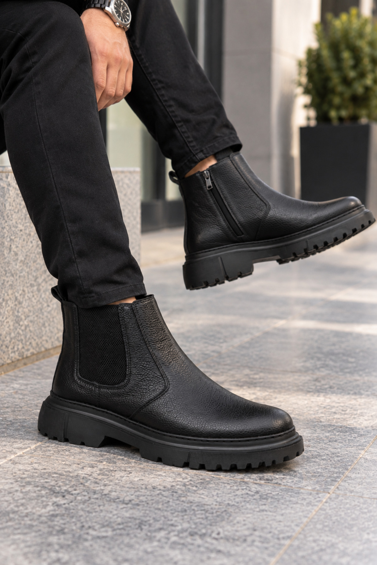 MY GROSS SHOES Siyah Erkek Hafif Taban Su&Soğuha Dayanıklı Erkek Bot görsel 6