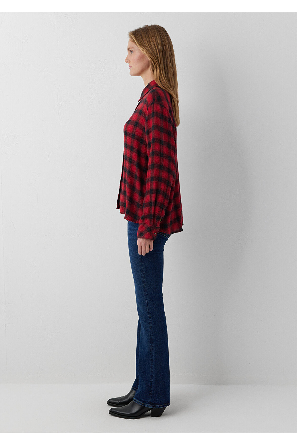 Mavi Kareli Gömlek Loose Fit / Bol Rahat Kesim 1211659-83151 görsel 4
