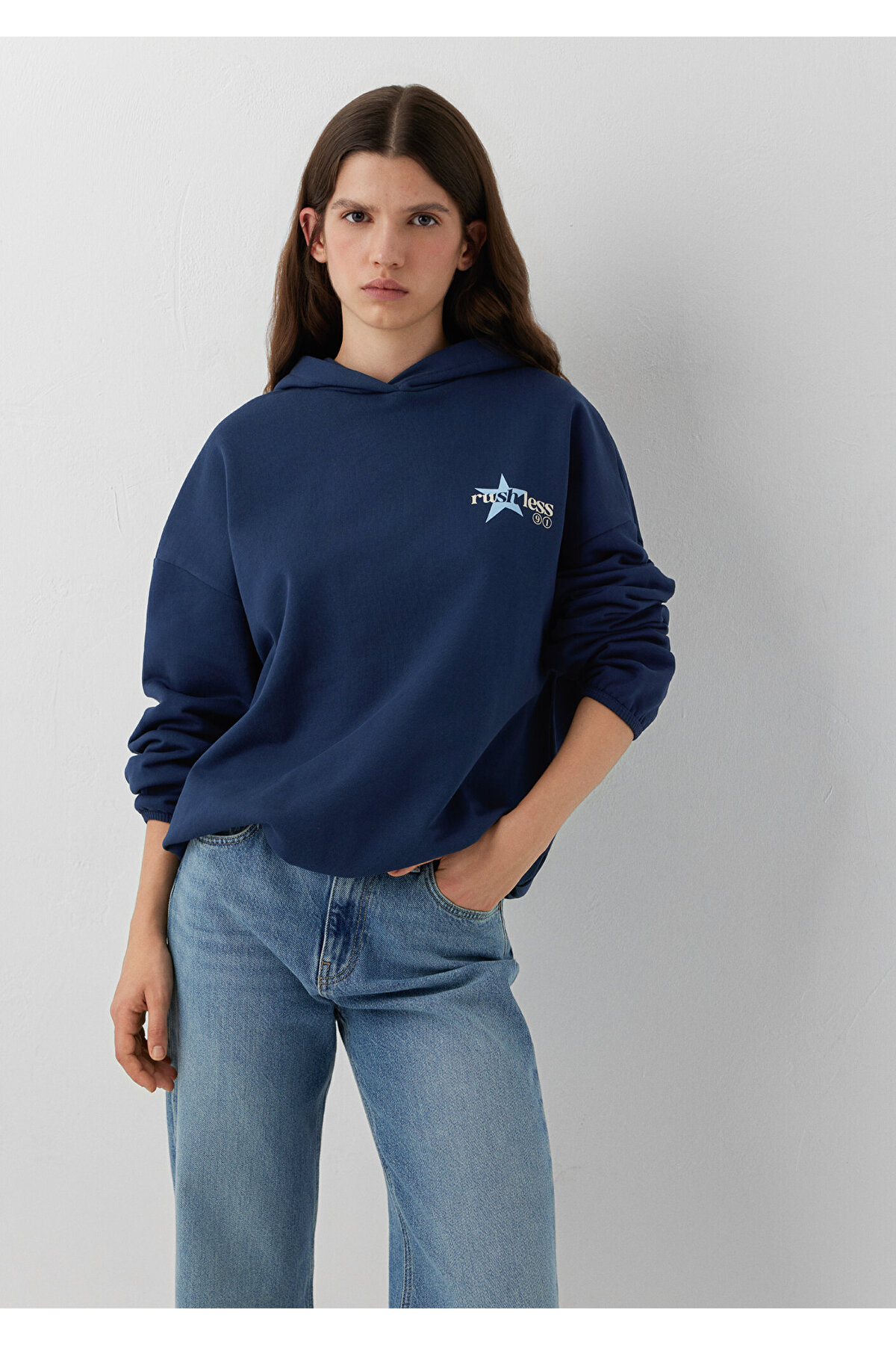 Mavi Kapüşonlu Lacivert Sweatshirt 1S20106-70487 görsel 2