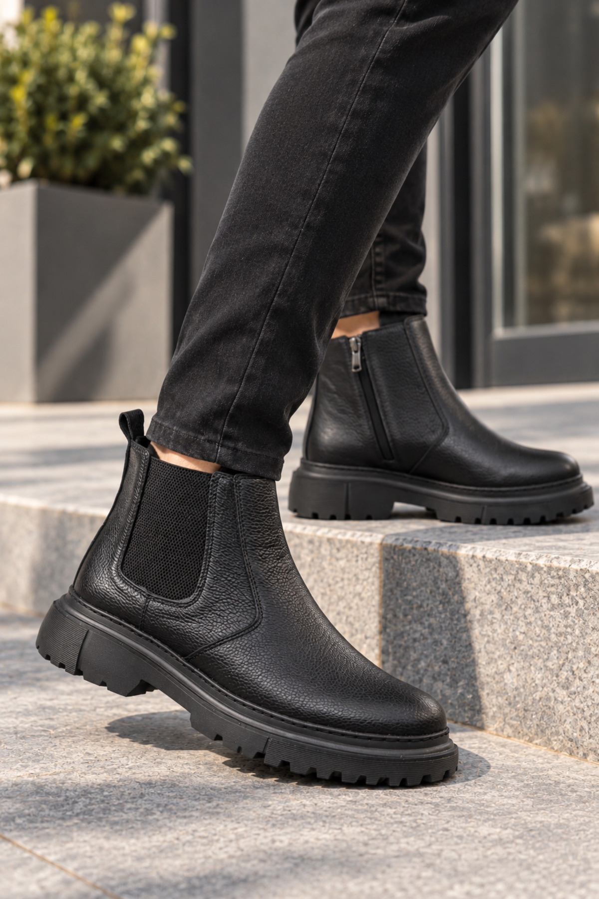 MY GROSS SHOES Siyah Erkek Hafif Taban Su&Soğuha Dayanıklı Erkek Bot görsel 7
