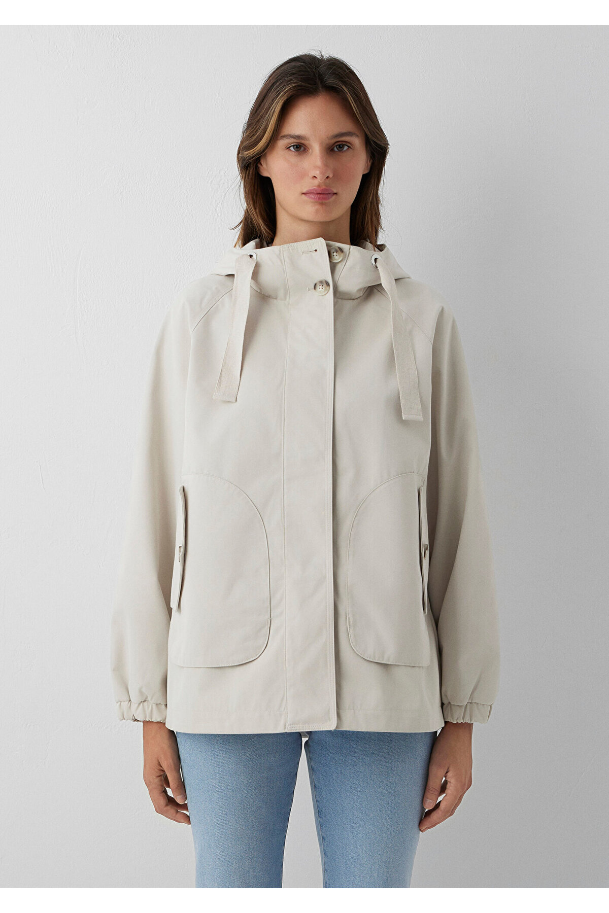 Mavi Kapüşonlu Bej Ceket Loose Fit / Bol Rahat Kesim 1110014-70143 görsel 2