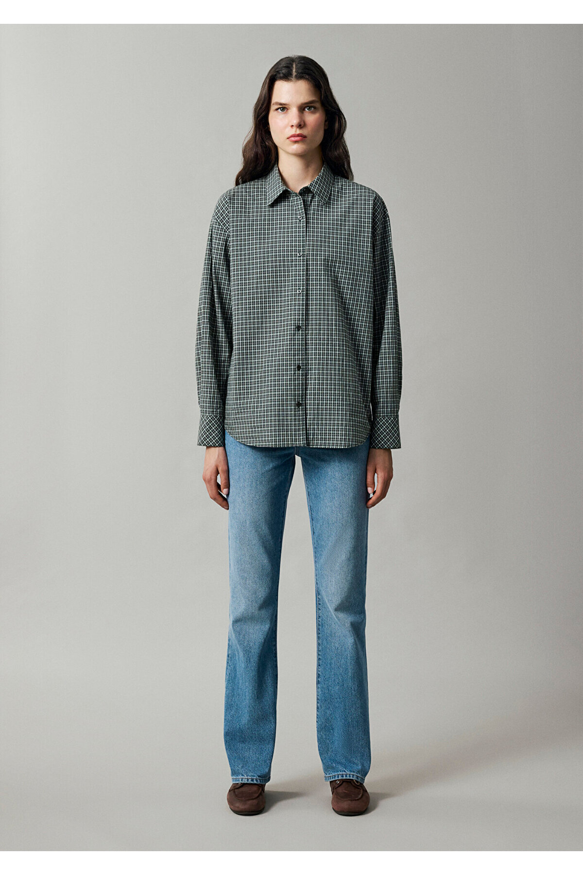 Mavi Pötikare Yeşil Gömlek Loose Fit / Bol Rahat Kesim 1211565-83714 görsel 4