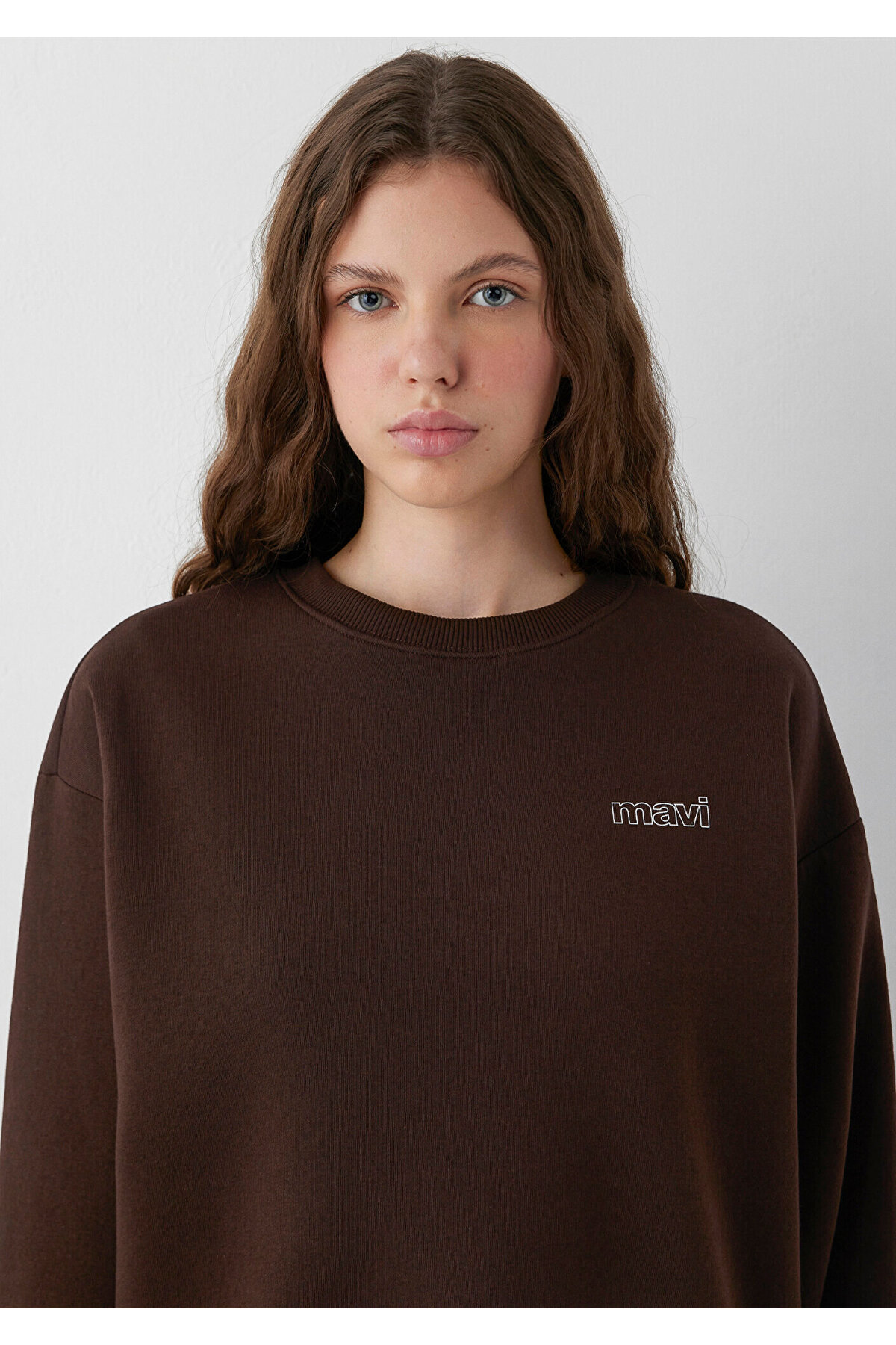 Mavi Logo Baskılı Kahverengi Sweatshirt 1611656-90704 görsel 6
