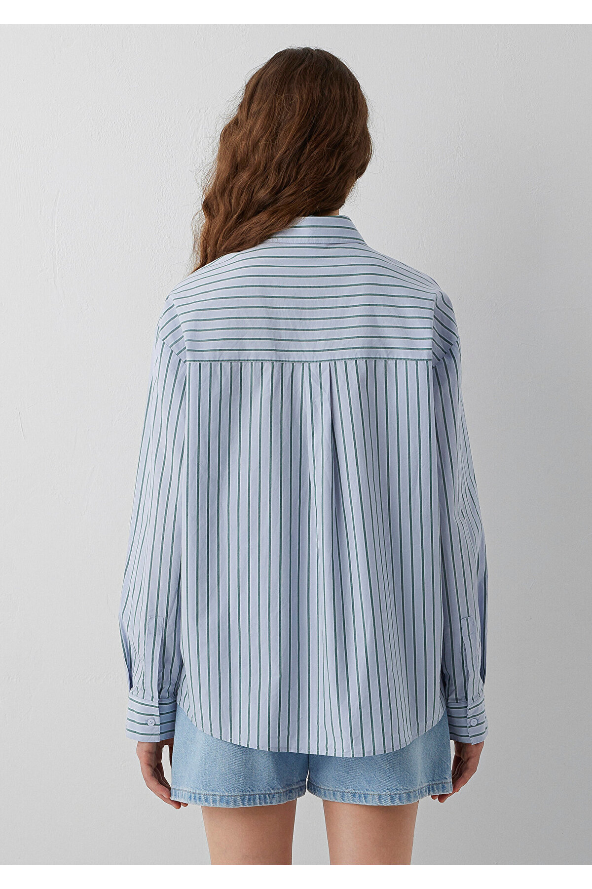 Mavi Çizgil Gömlek Oversize / Geniş Kesim 1211567-84005 görsel 5