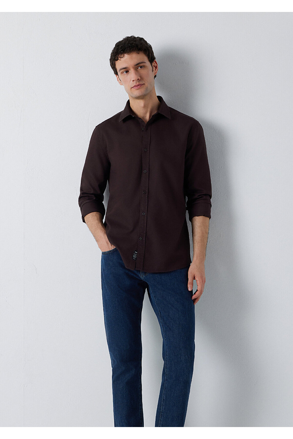 Mavi Kahverengi Gömlek Slim Fit / Dar Kesim 0211656-90704 görsel 2
