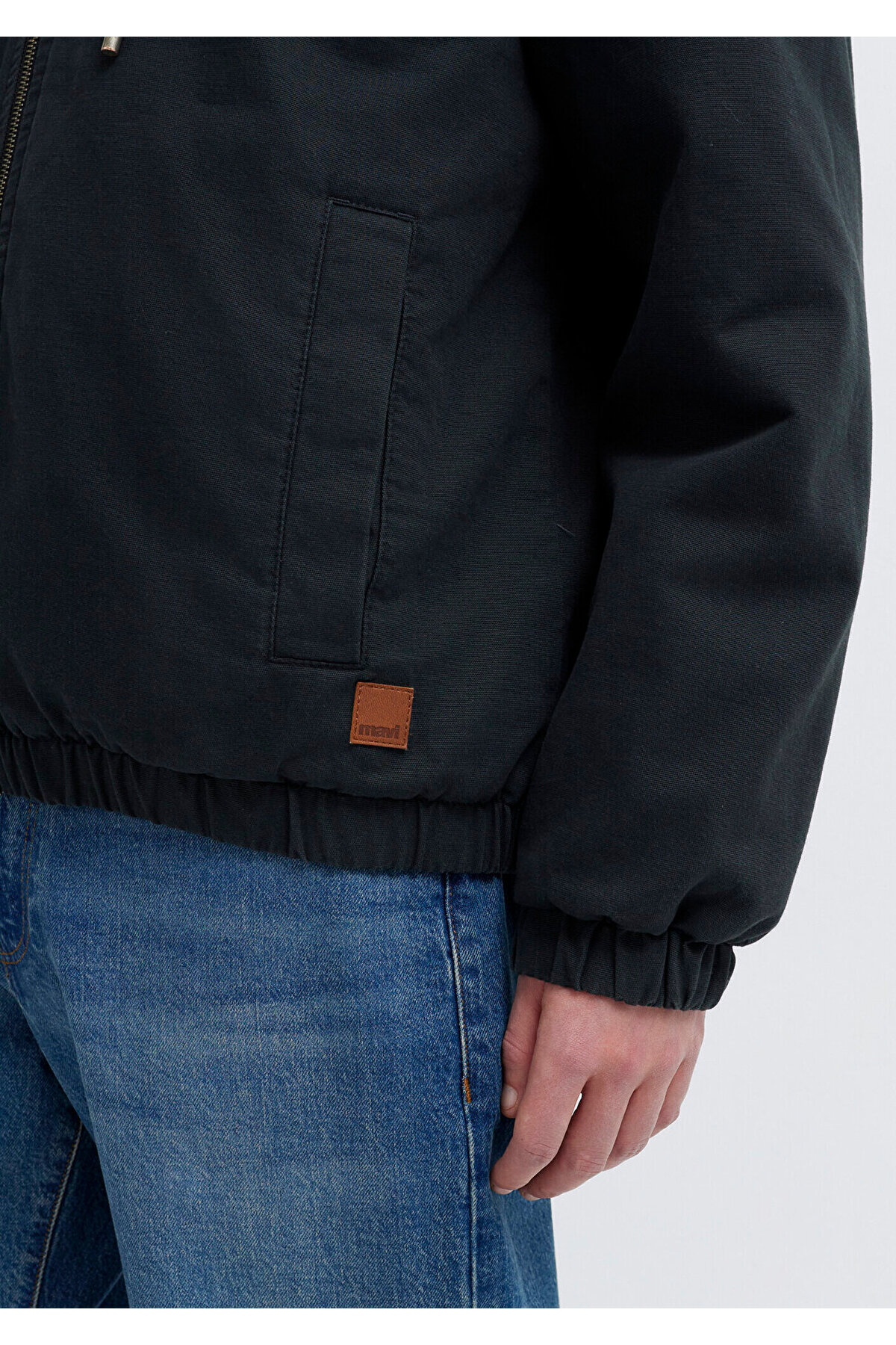 Mavi Kapüşonlu Siyah Ceket Loose Fit / Bol Rahat Kesim 0110953-71379 görsel 7