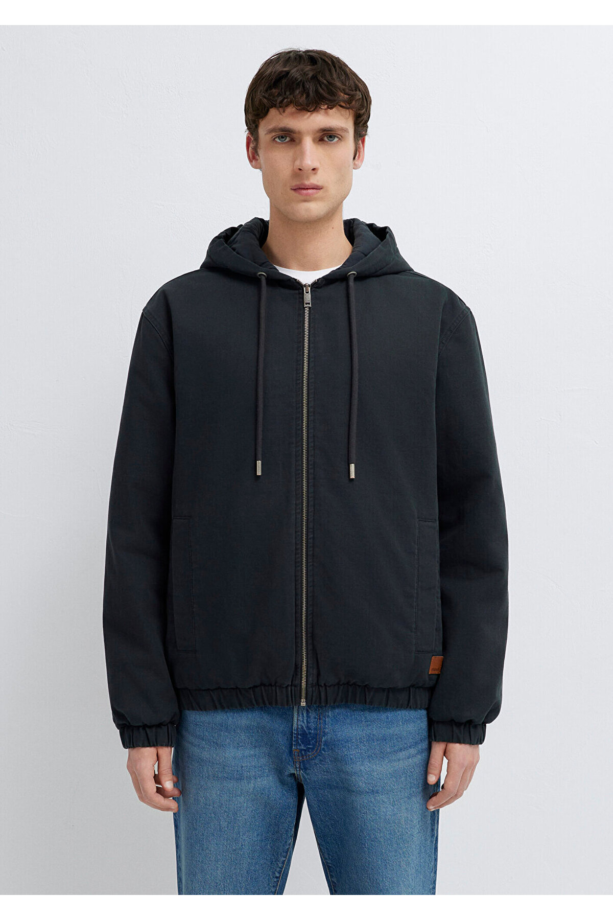 Mavi Kapüşonlu Siyah Ceket Loose Fit / Bol Rahat Kesim 0110953-71379 görsel 3