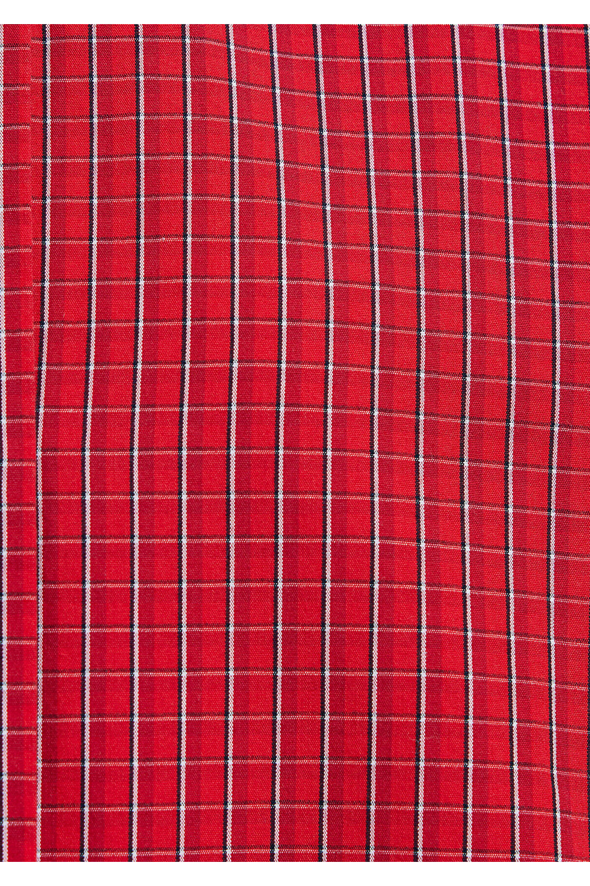 Mavi Ekose Kırmızı Crop Gömlek Loose Fit / Bol Rahat Kesim 1211401-83904 görsel 6