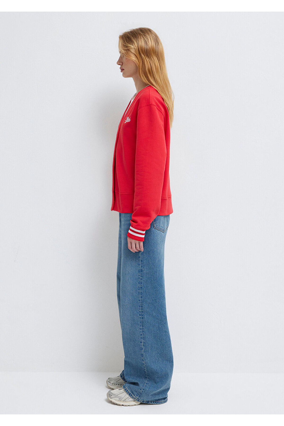 Mavi Baskılı Kırmızı Sweatshirt 1S10511-70477 görsel 5