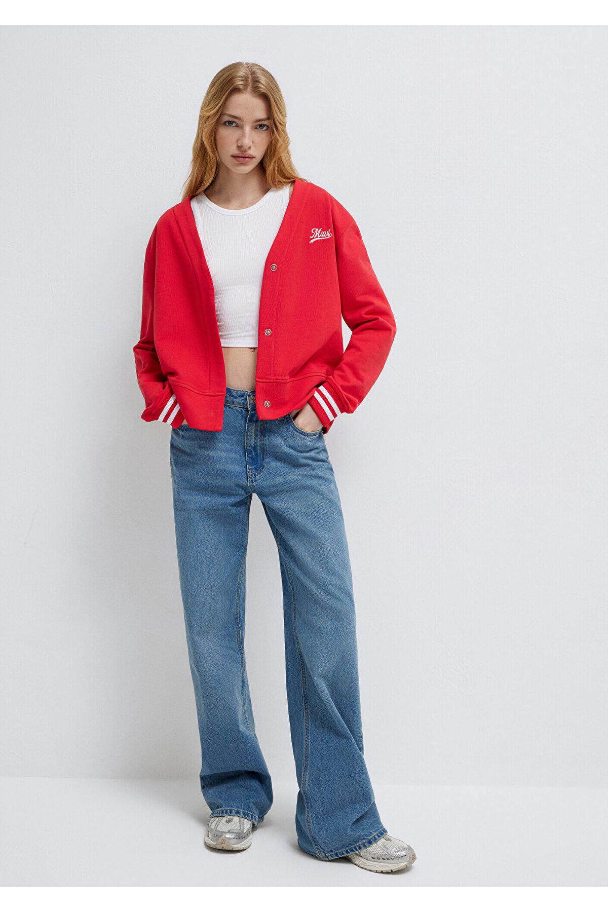 Mavi Baskılı Kırmızı Sweatshirt 1S10511-70477 görsel 3