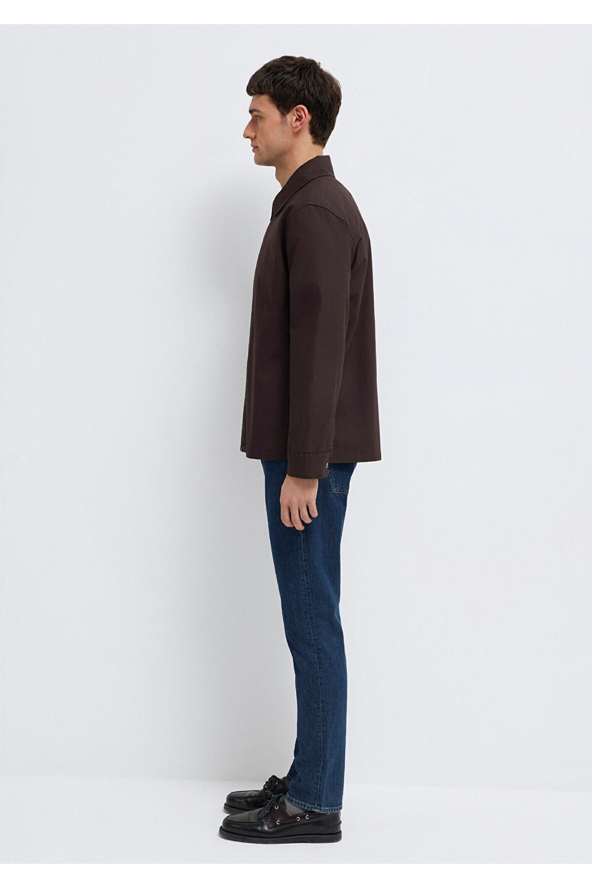 Mavi Kahverengi İnce Ceket Loose Fit / Bol Rahat Kesim 0212059-88615 görsel 5