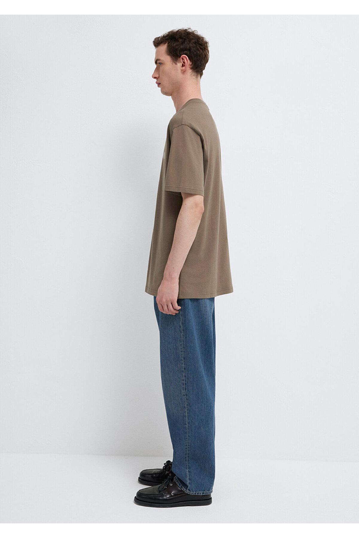 Mavi 2li Mühür Logo İşlemeli Erkek Basic Tişört Loose Fit / Bol Rahat Kesim 0612545-70072 görsel 8