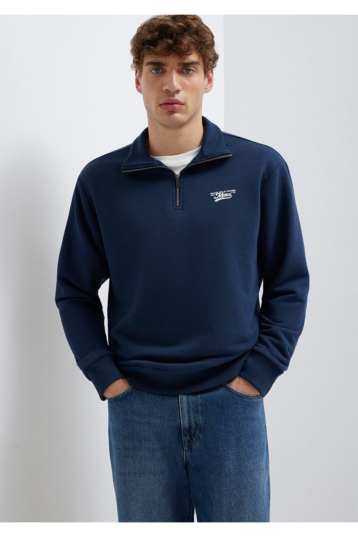 Mavi Yarı Fermuarlı Lacivert Sweatshirt 0S10465-70497 görsel 2