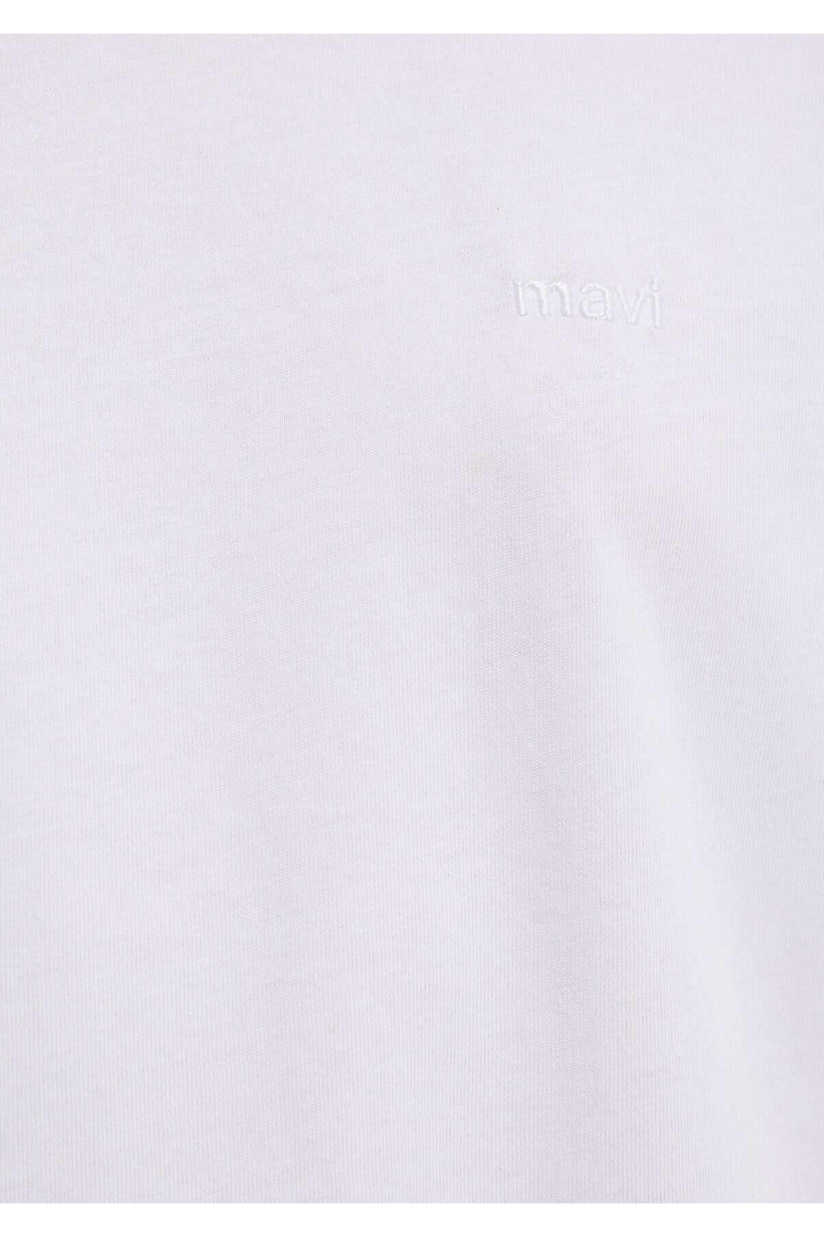 Mavi Nakışlı Beyaz Basic Tişört Loose Fit / Bol Rahat Kesim 1613225-620 görsel 8