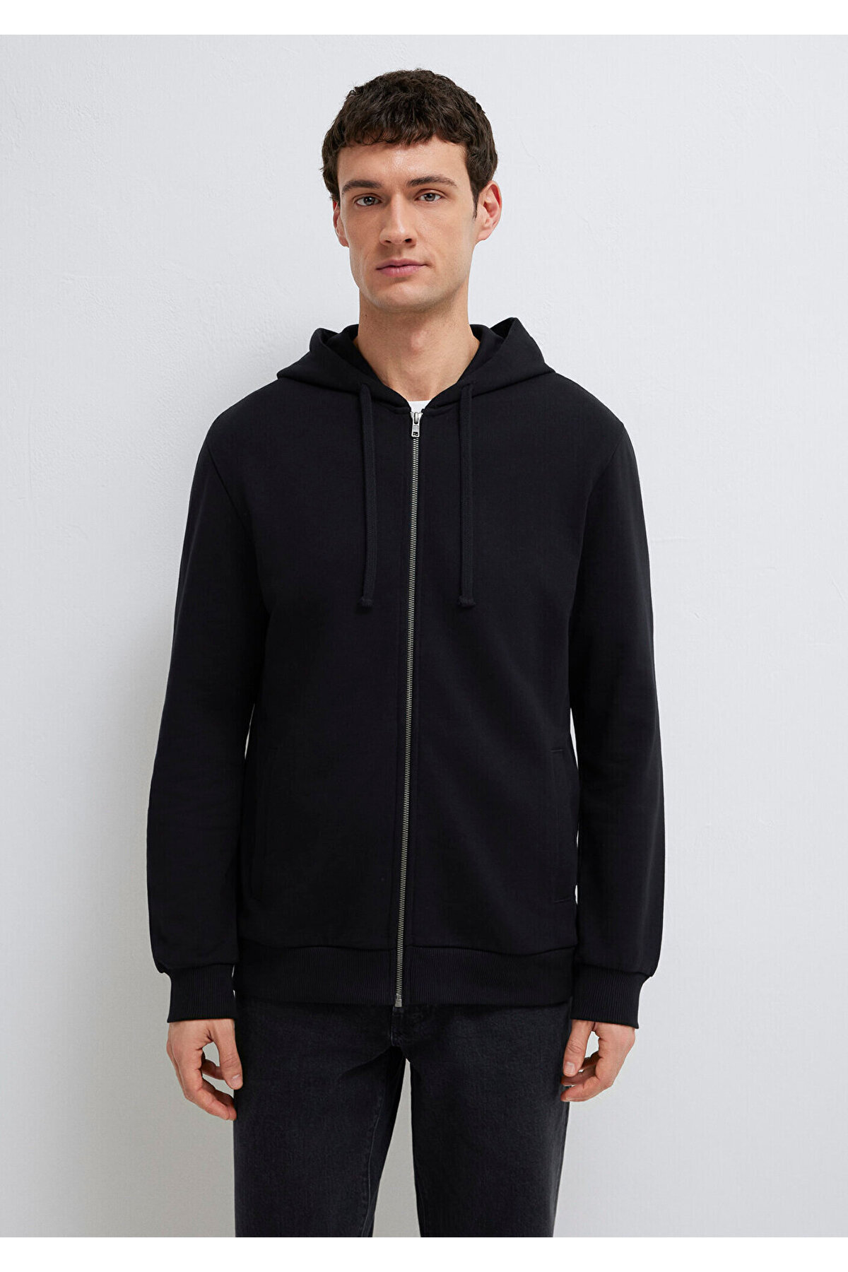 Mavi Kapüşonlu Fermuarlı Siyah Basic Sweatshirt 0S10423-900 görsel 3