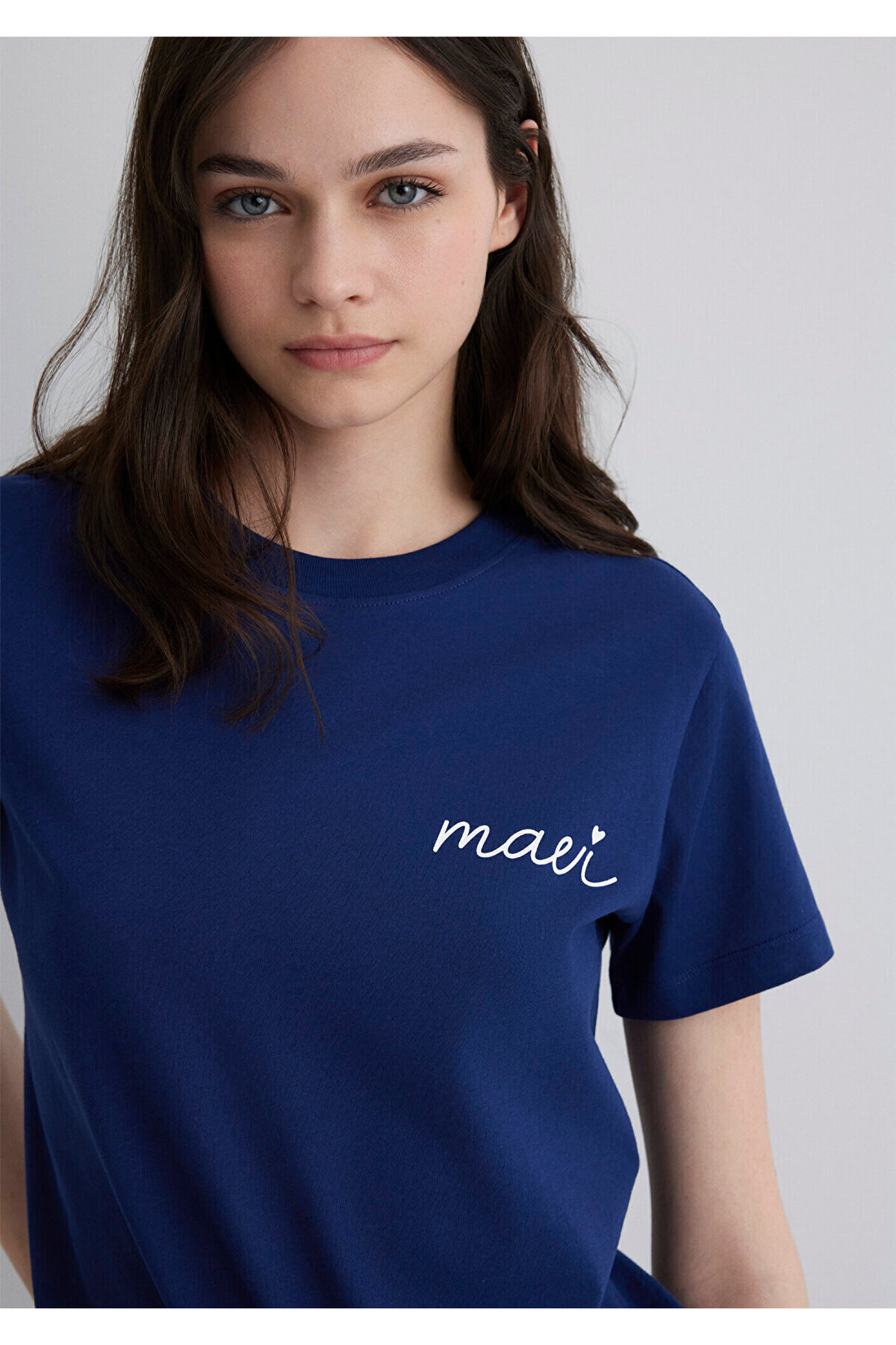 Mavi Logo Baskılı Lacivert Tişört Semi Slim Fit / Yarı Dar Kesim 1612962-70722 görsel 2