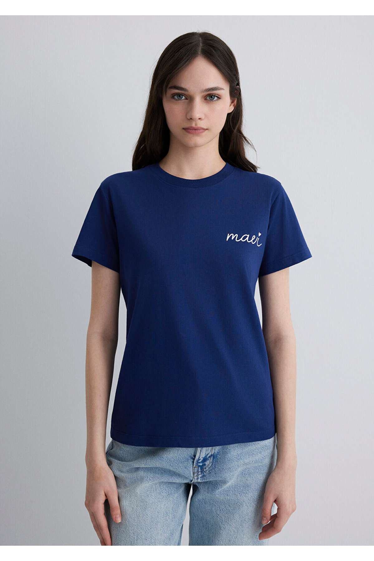 Mavi Logo Baskılı Lacivert Tişört Semi Slim Fit / Yarı Dar Kesim 1612962-70722 görsel 4