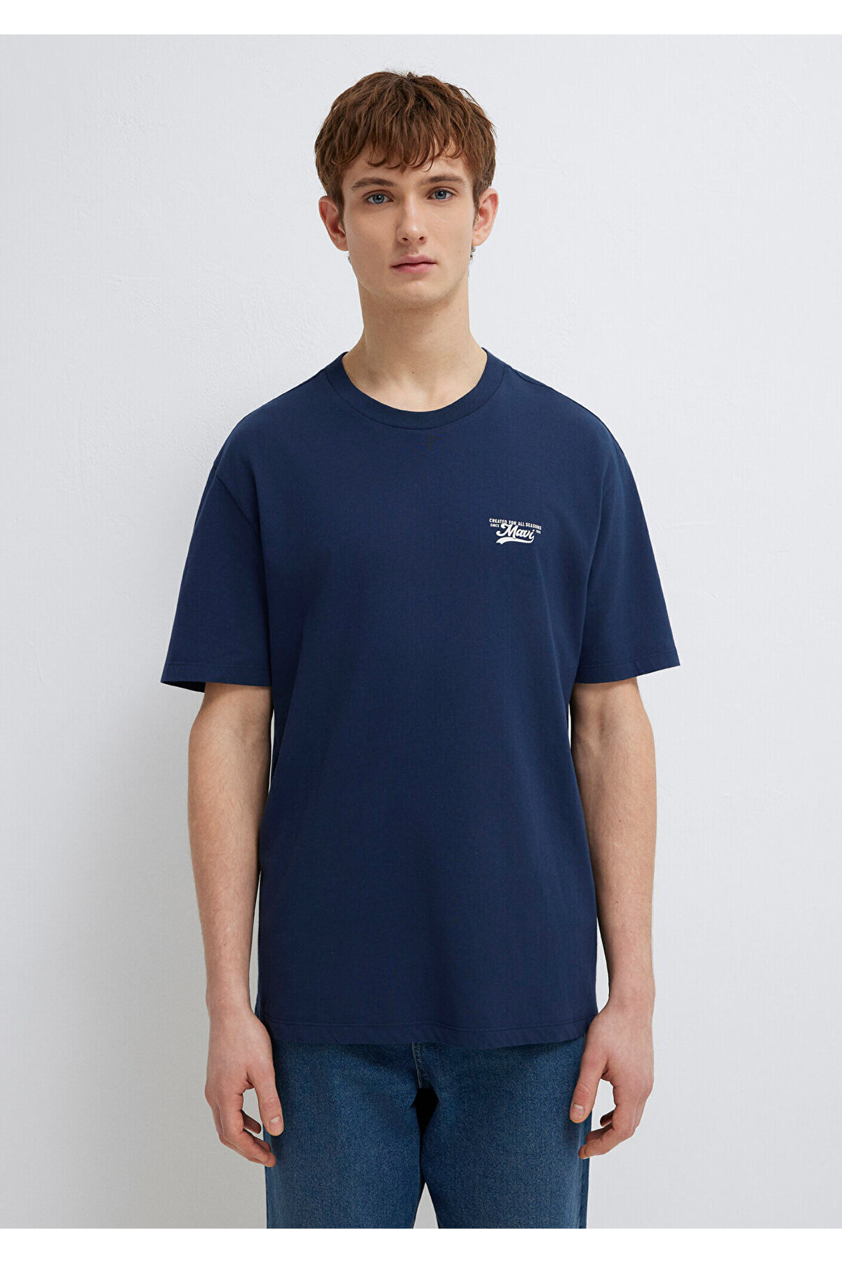 Mavi Baskılı Lacivert Tişört Loose Fit / Bol Rahat Kesim 0612840-70497 görsel 4