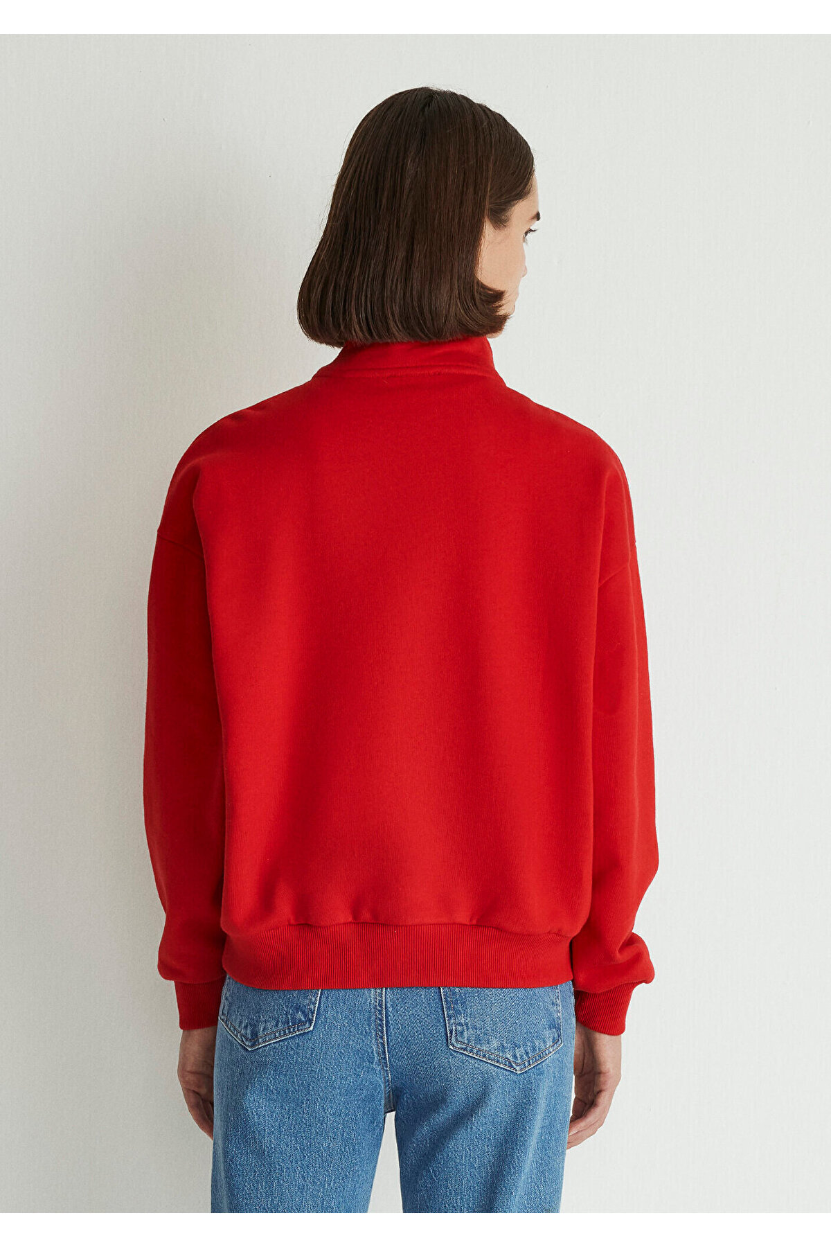 Mavi Logo Baskılı Yarı Fermuarlı Kırmızı Sweatshirt 1S10179-86417 görsel 3