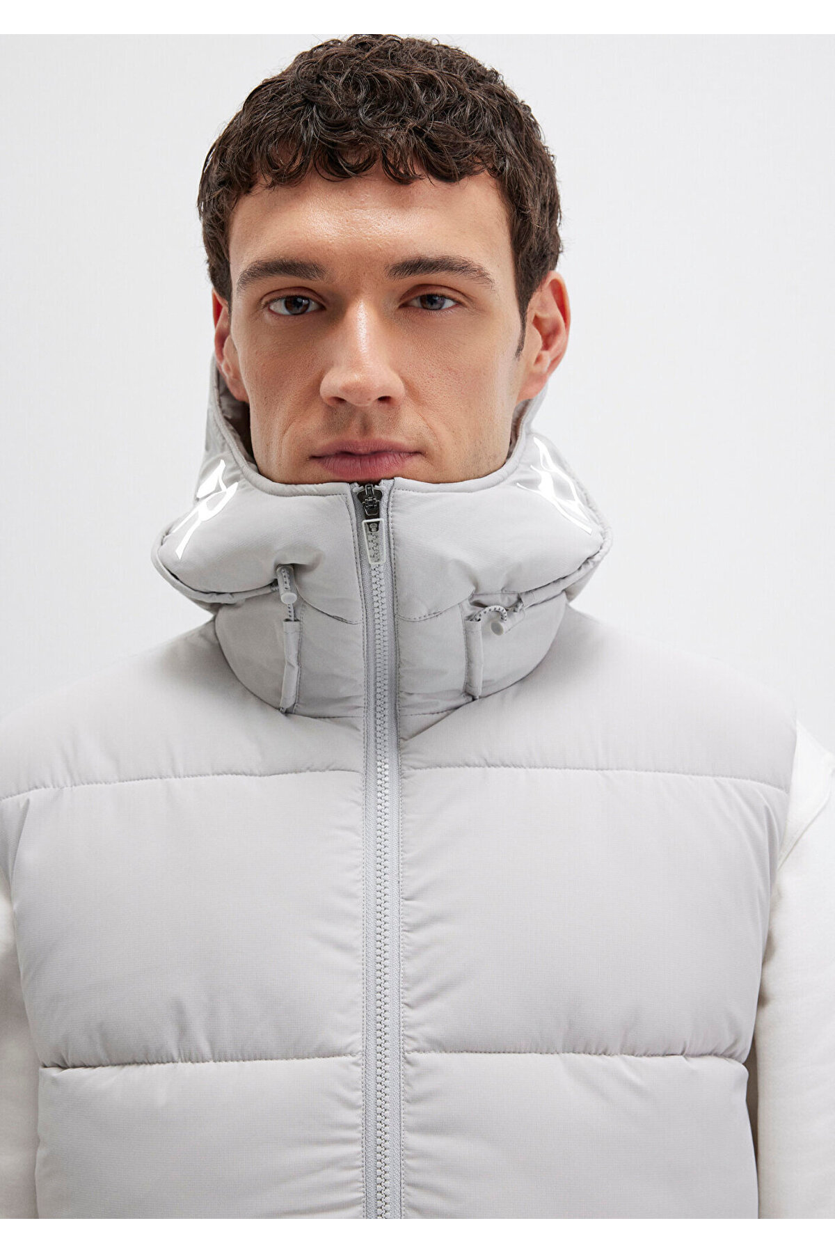 Mavi Kapüşonlu Açık Gri Şişme Yelek Regular Fit / Normal Kesim 0110089-70075 görsel 7