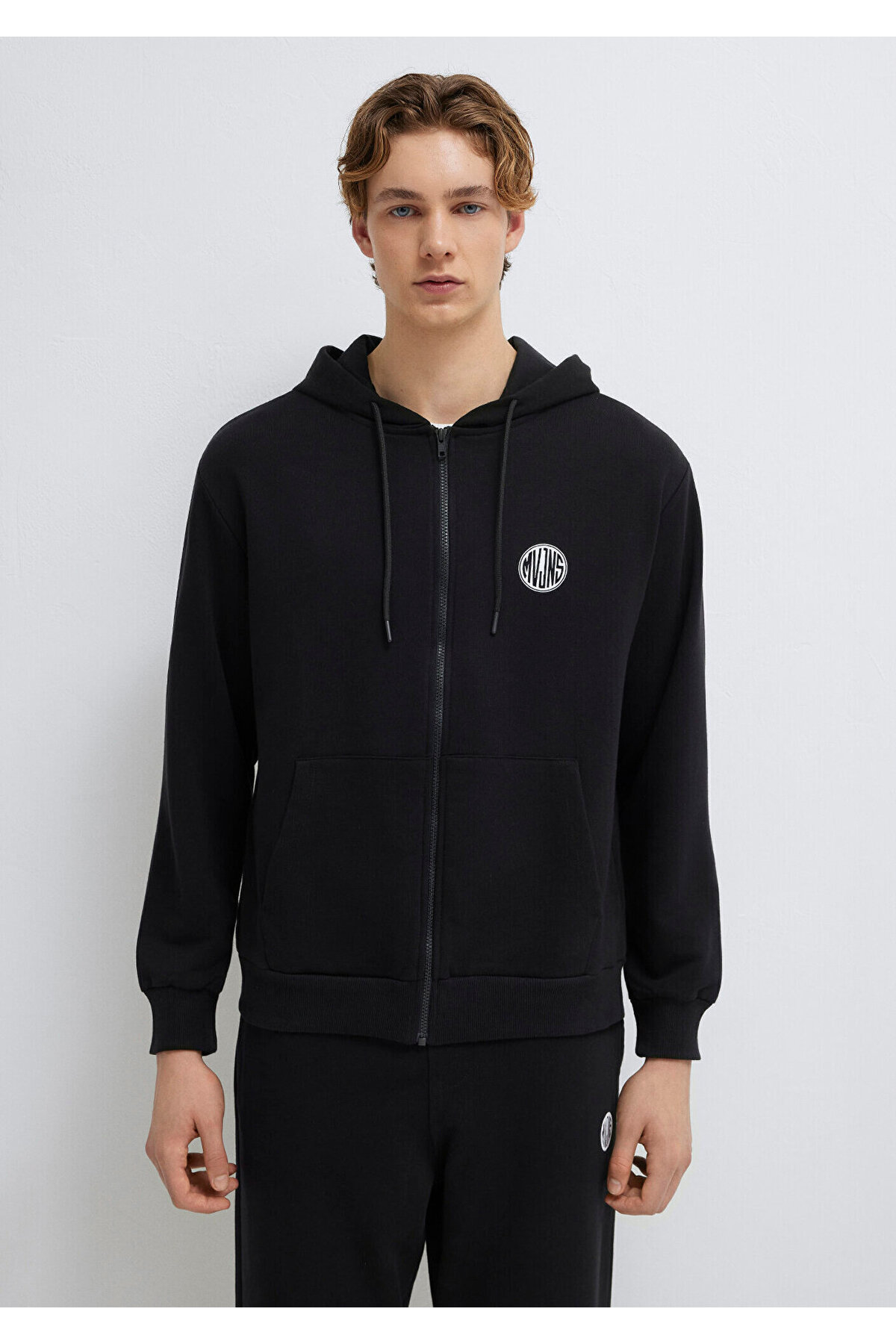 Mavi MVJNS Logo Baskılı Fermuarlı Kapüşonlu Siyah Sweatshirt 0S10193-900 görsel 3
