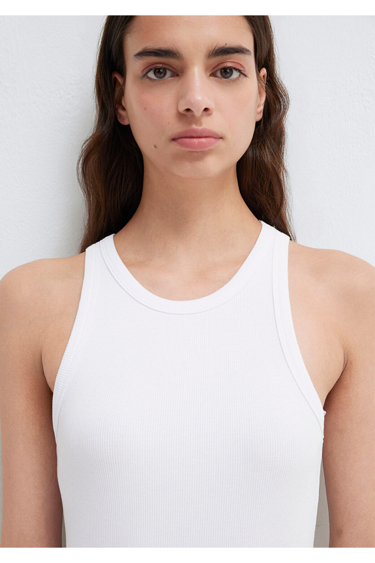 Mavi Halter Yaka Beyaz Basic Atlet Slim Fit / Dar Kesim 1612462-620 görsel 6