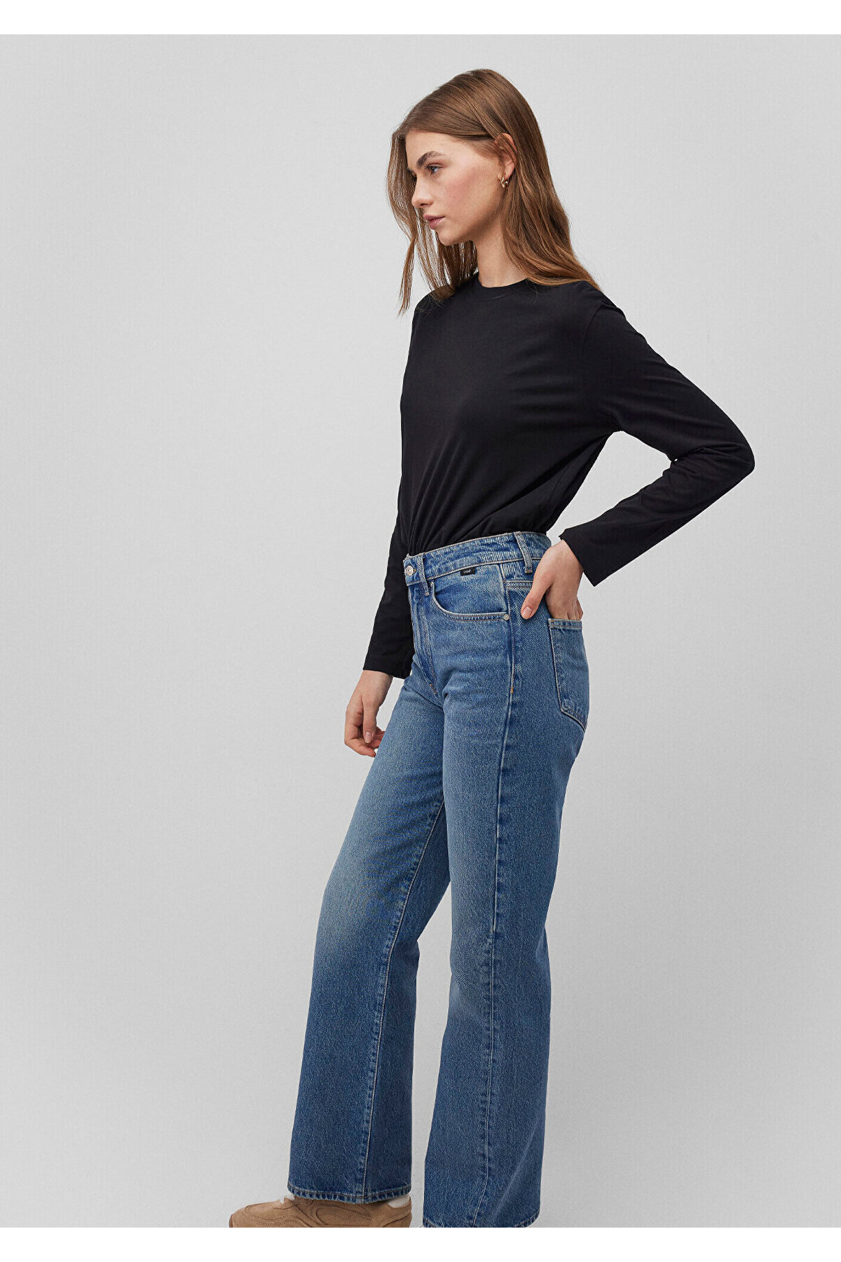 Mavi 2li Uzun Kollu Siyah Basic Tişört Loose Fit / Bol Rahat Kesim 1613039-900 görsel 4