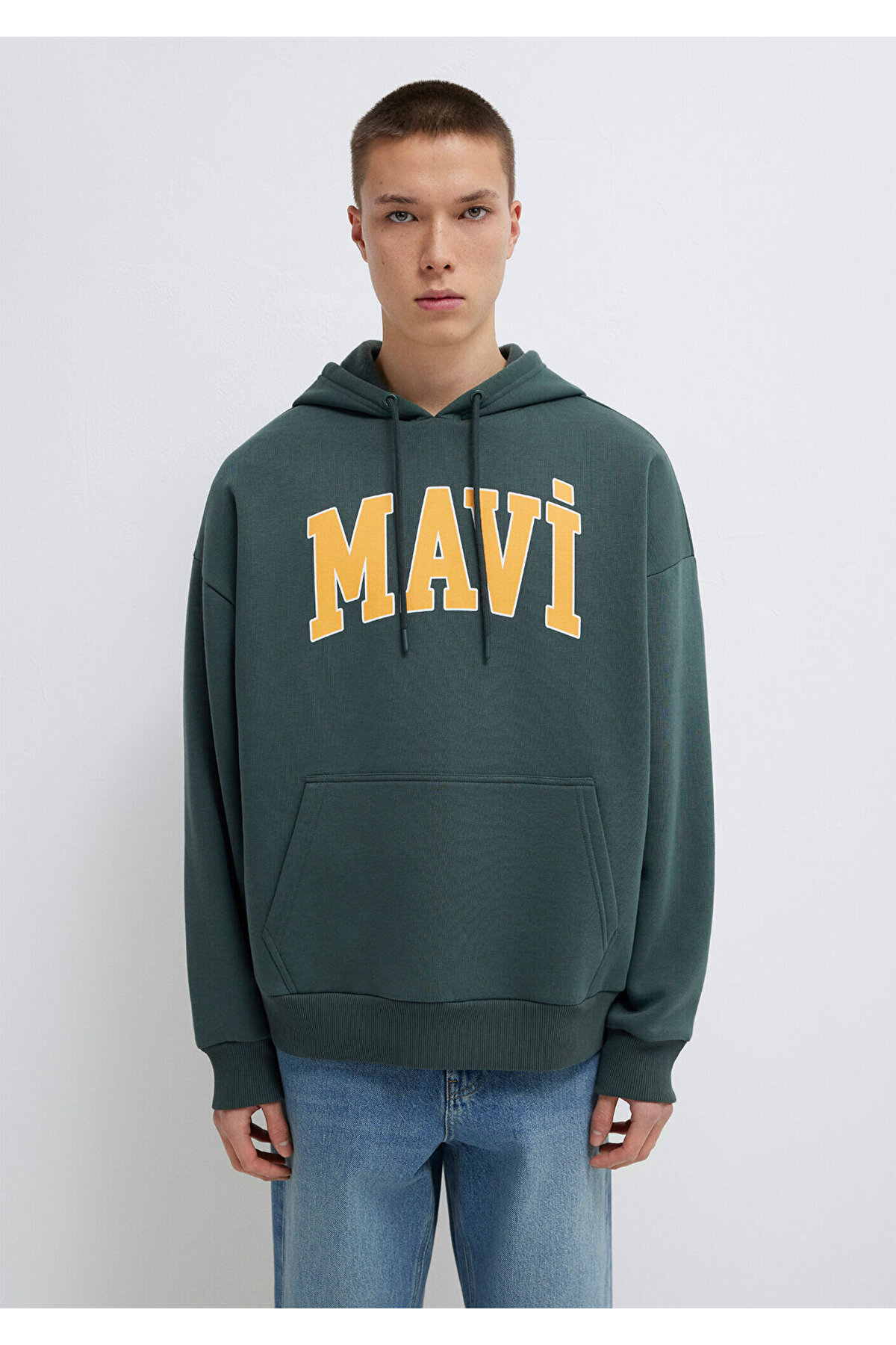 Mavi Logo Baskılı Kapüşonlu Yeşil Sweatshirt 067149-71598 görsel 3