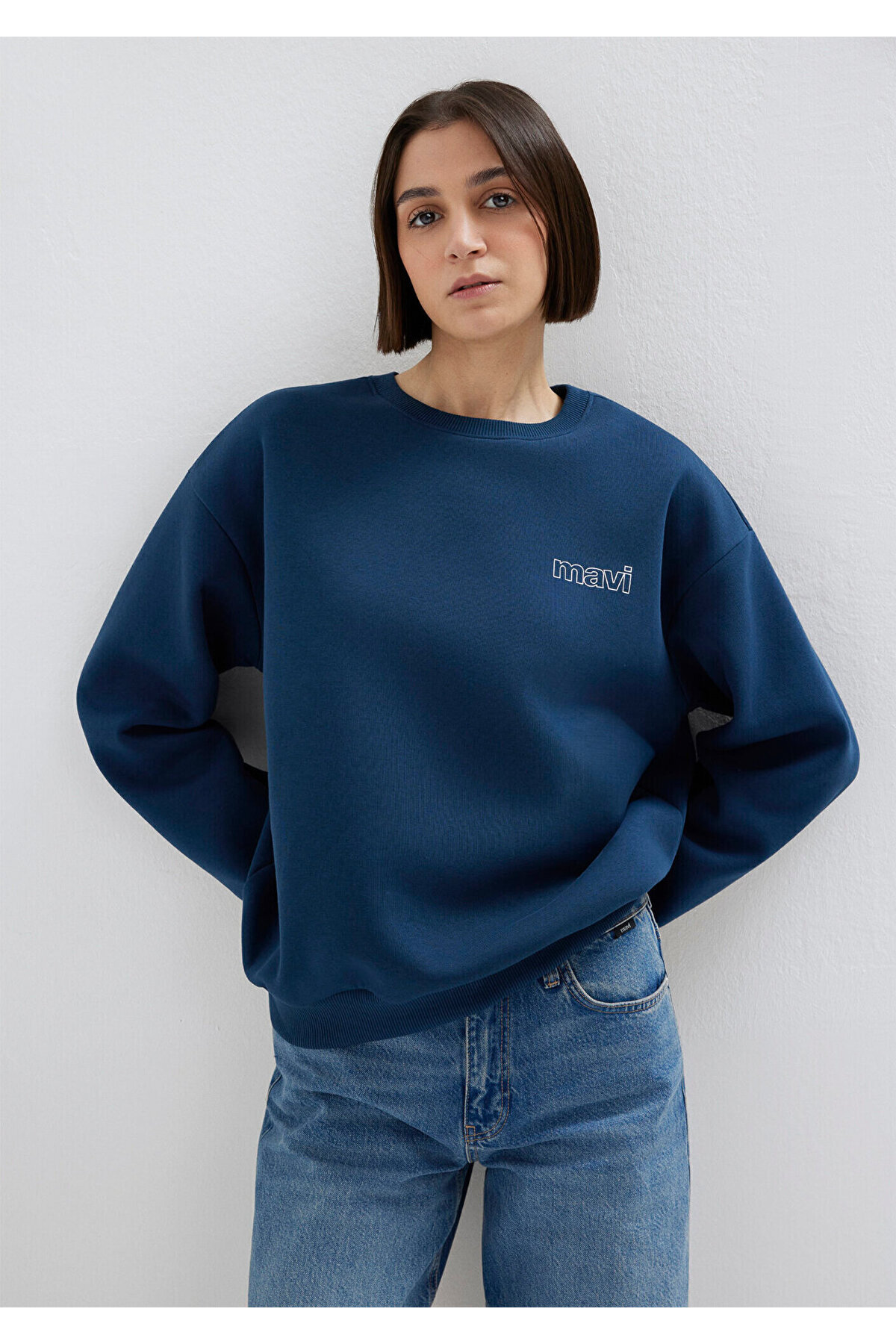 Mavi Logo Baskılı Lacivert Sweatshirt 1611656-82454