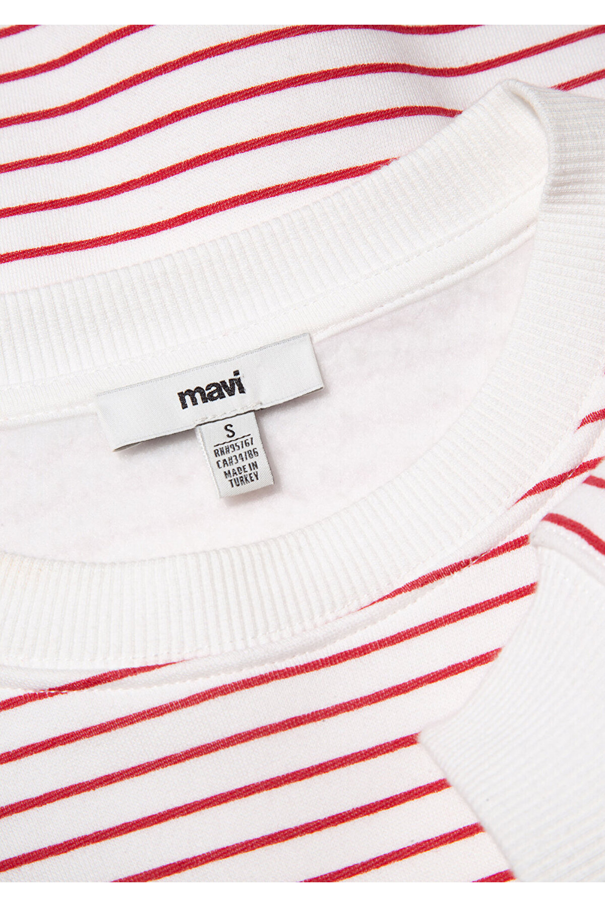 Mavi Logo Baskılı Kırmızı Çizgili Sweatshirt 1S10100-86680 görsel 7