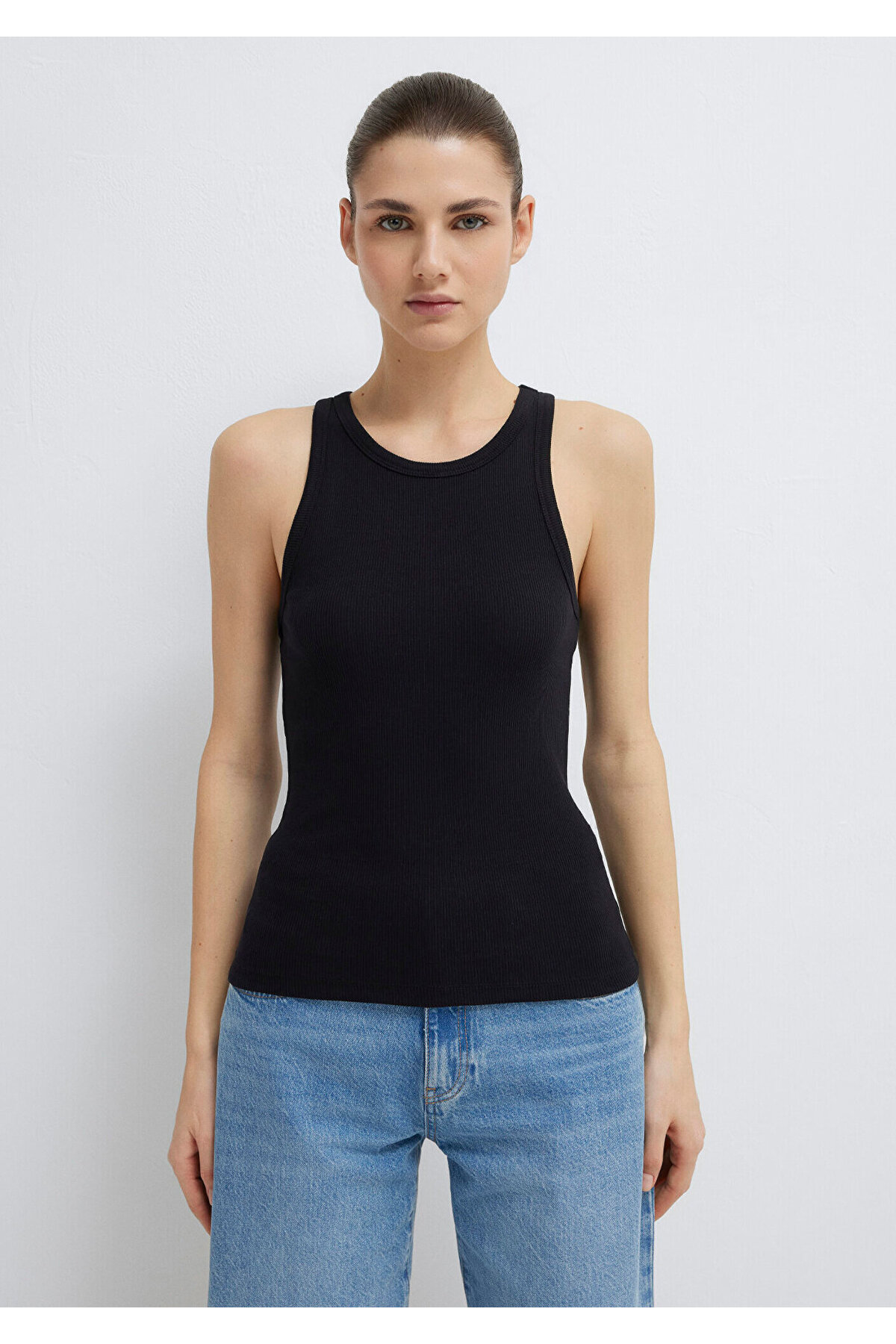 Mavi Halter Yaka Siyah Basic Atlet Slim Fit / Dar Kesim 1612462-900 görsel 3