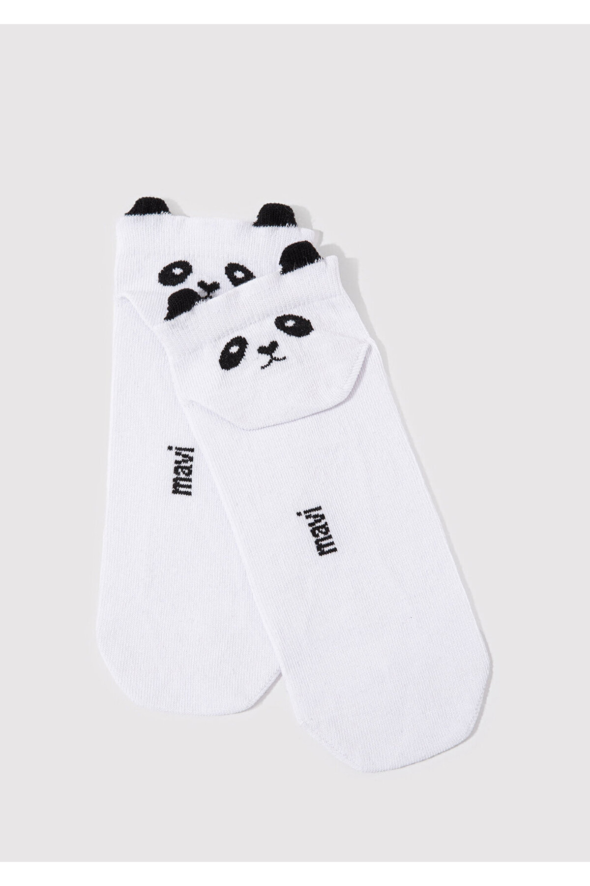 Mavi Panda İşlemeli Beyaz Patik Çorap 1912466-620 görsel 2