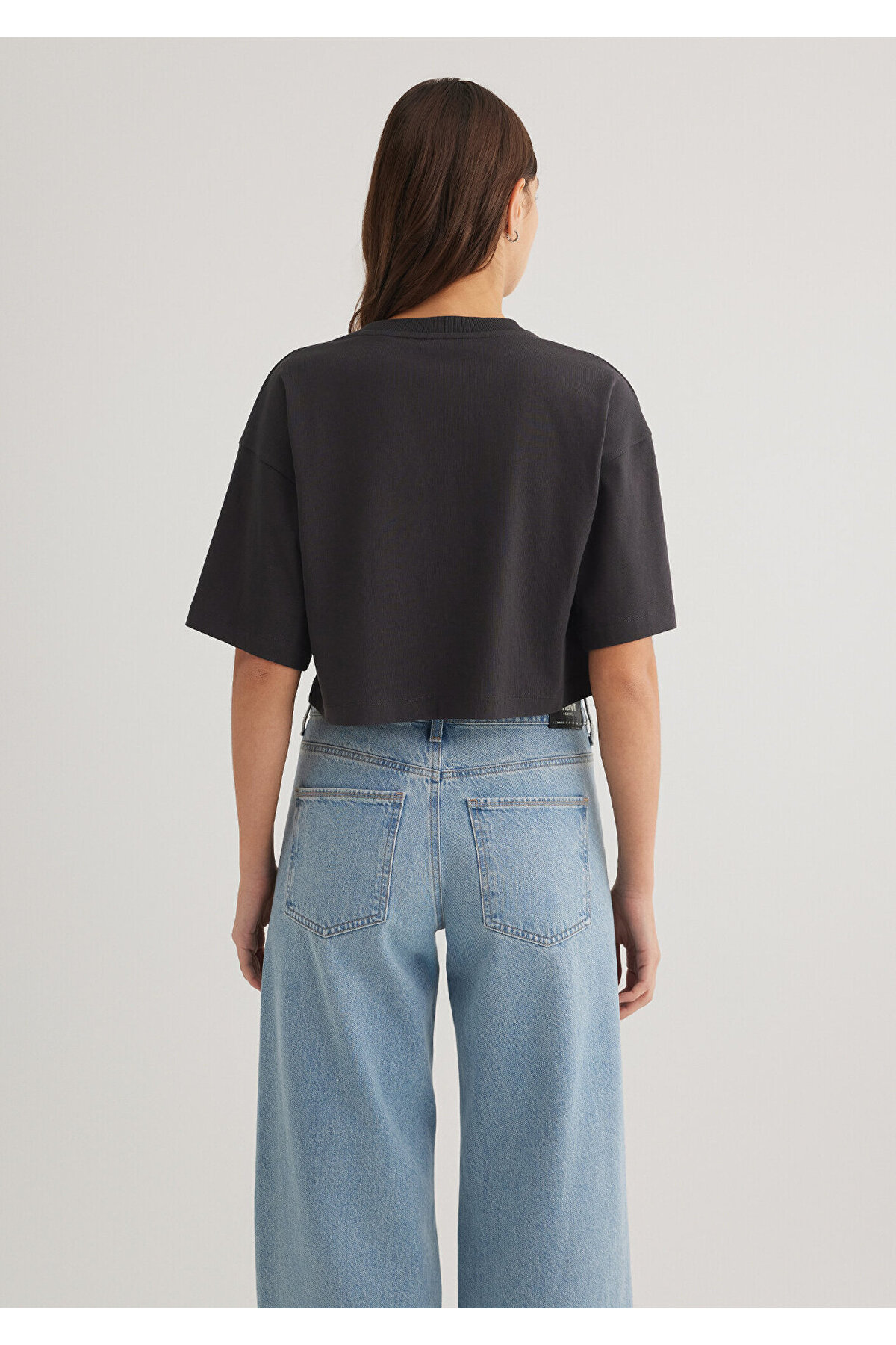 Mavi Antrasit Crop Basic Tişört Crop / Kısa Kesim 1612377-70087 görsel 4