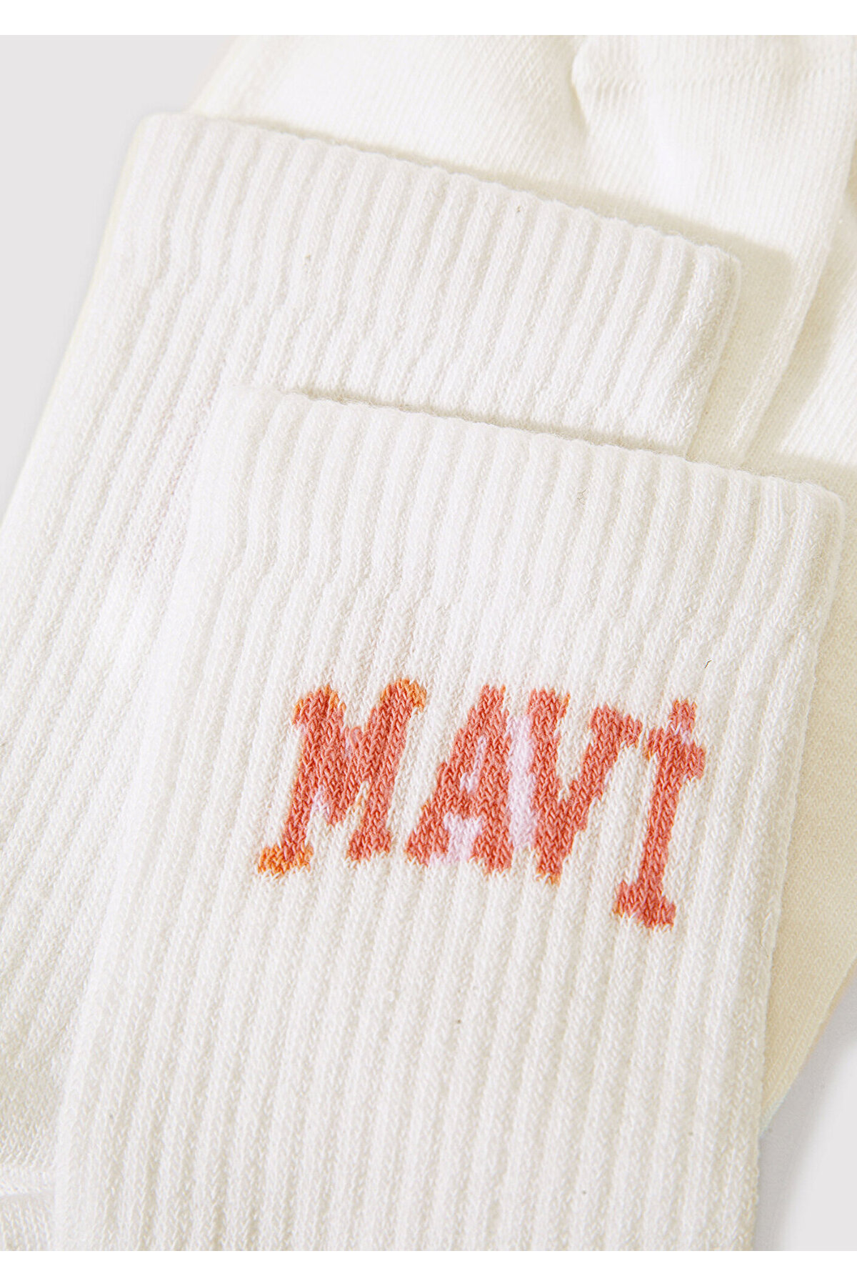 Mavi Logo Detaylı Ekru Soket Çorap 1912726-620 görsel 2