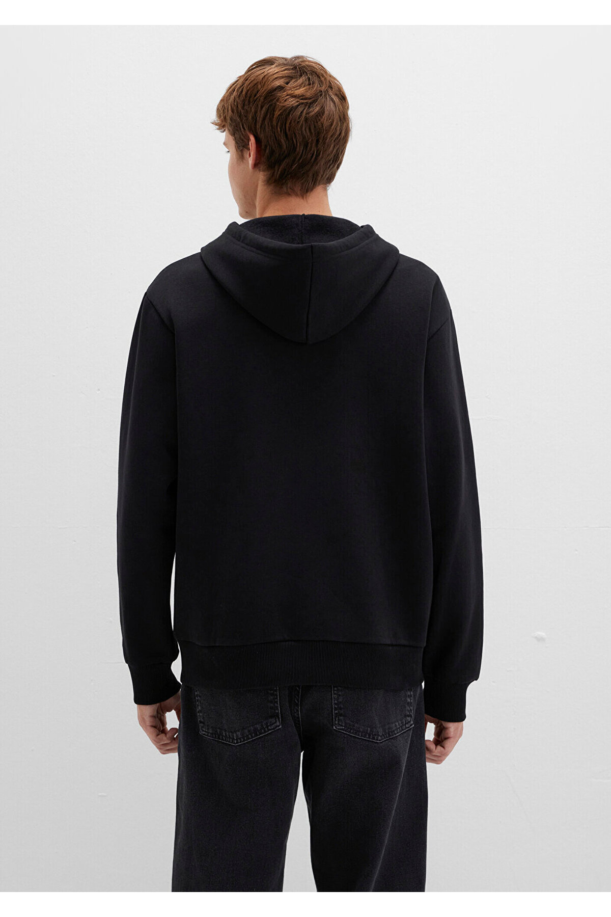 Mavi Logo Baskılı Kapüşonlu Fermuarlı Siyah Sweatshirt 0611715-900 görsel 4