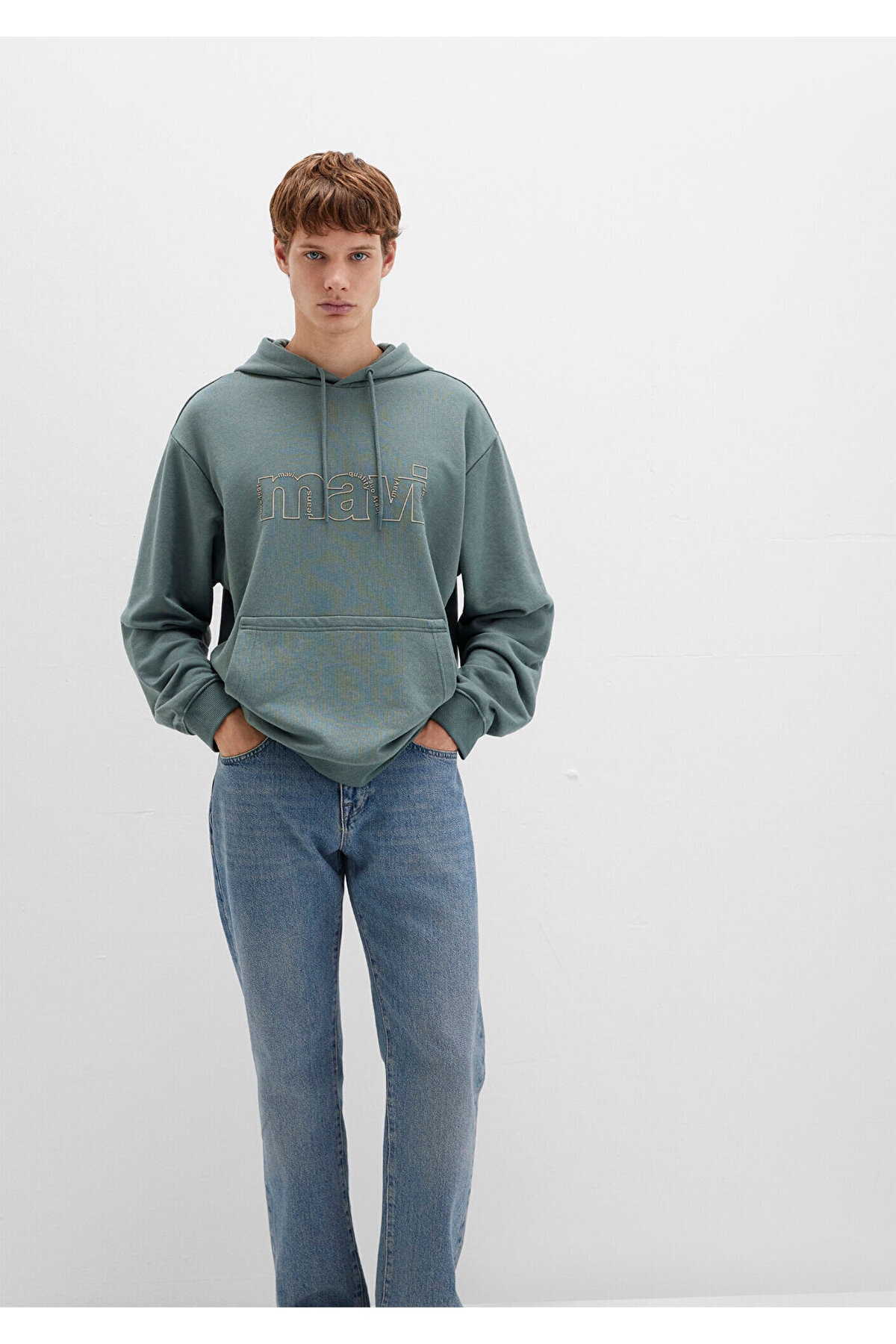 Mavi Logo Baskılı Kapüşonlu Yeşil Sweatshirt 0S10196-71577 görsel 3