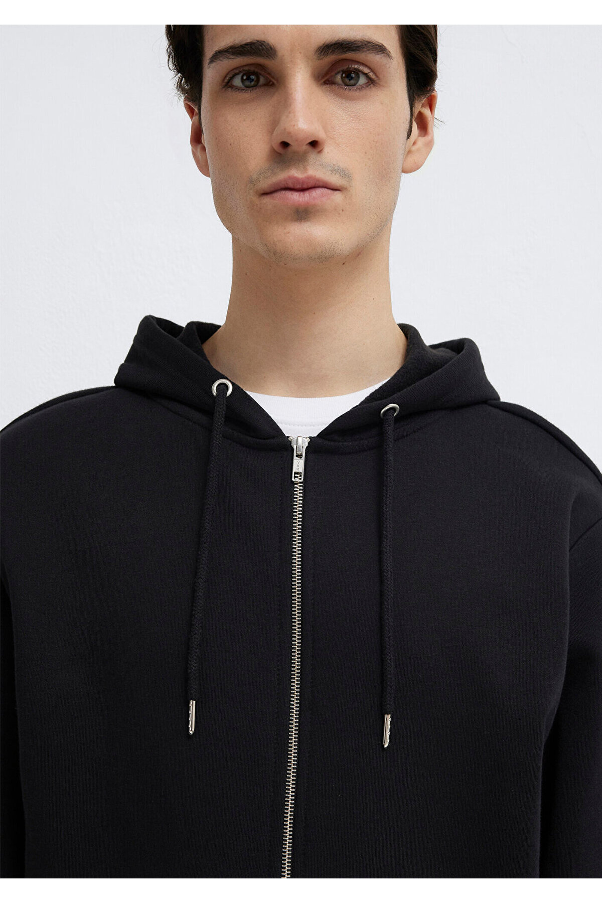 Mavi Kapüşonlu Fermuarlı Siyah Basic Sweatshirt 0S10277-900 görsel 7